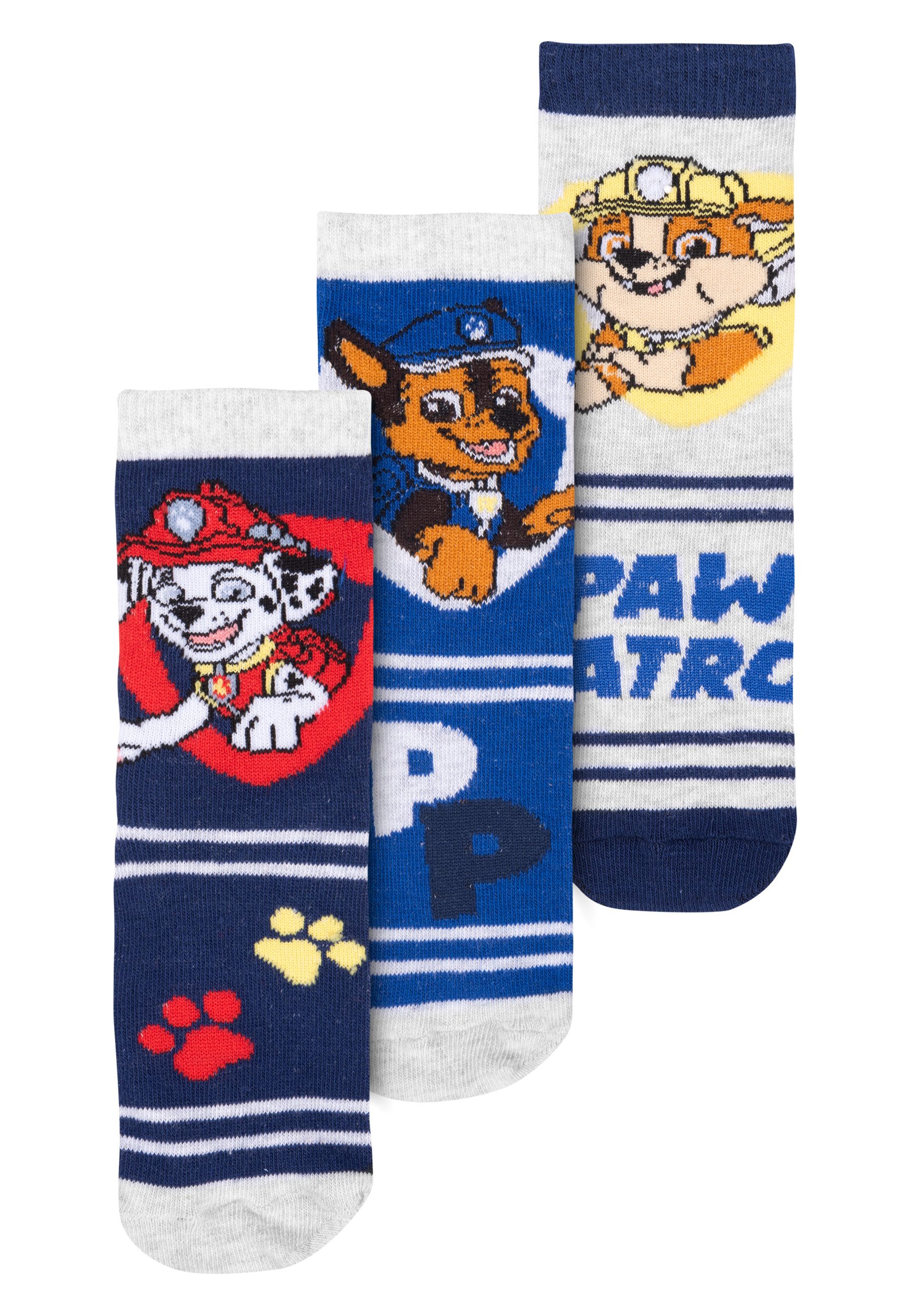 United Labels® Socken Paw Patrol - Chase, Marshall und Rubble - (3er Pack)
