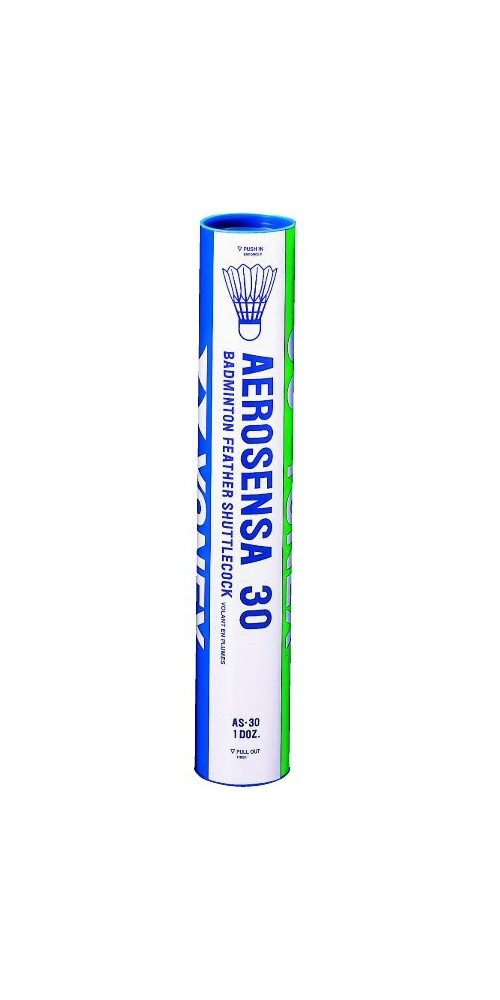 Yonex Badmintonball Aerosensa 30 Gänse-Naturfeder weiss Dose 12er, Geschwindigkeit: 2
