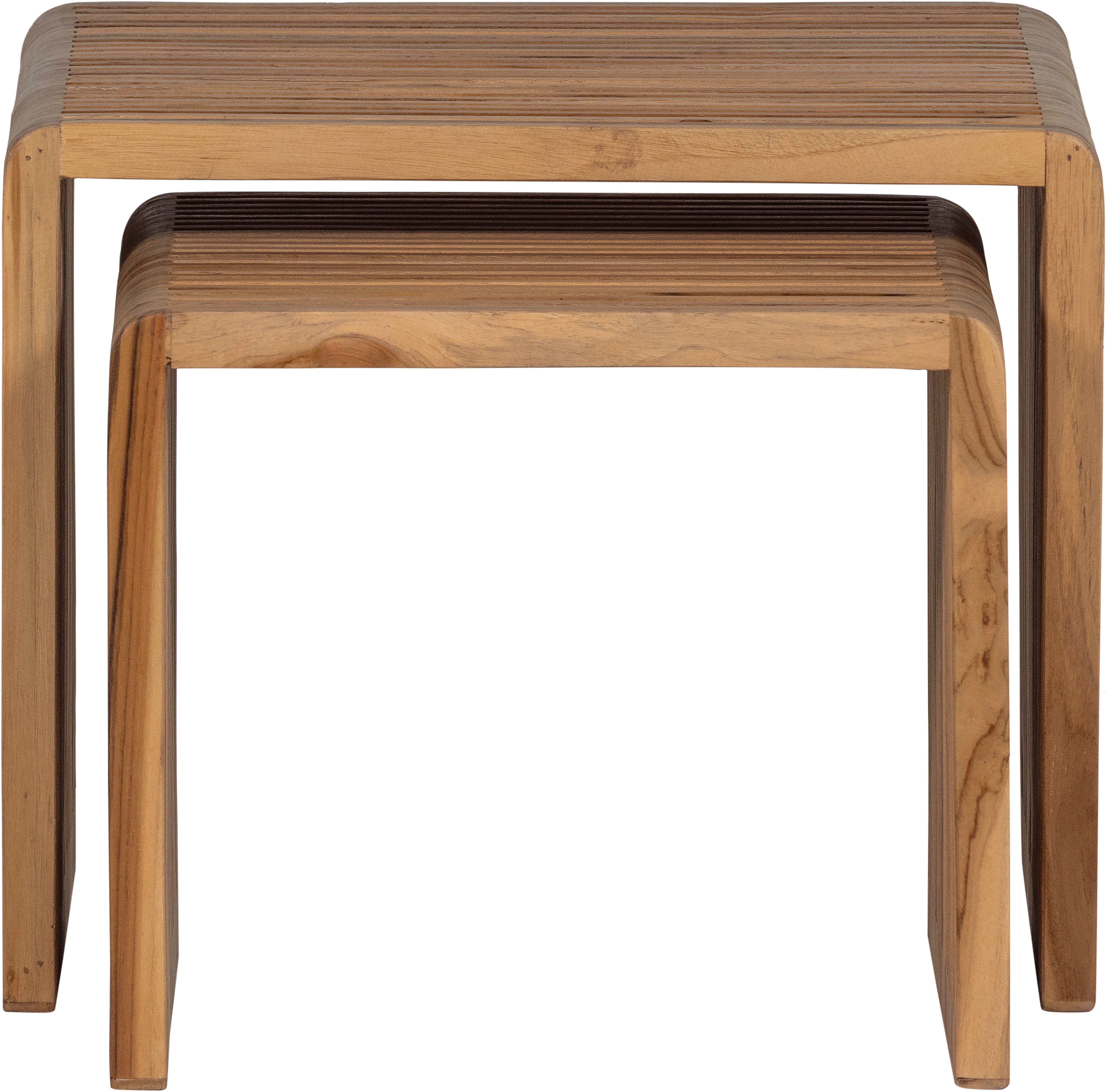 WOOOD Beistelltisch Jasmijn aus recyceltem Teakholz als 2er-Set B 50 x T 45 x H 41 cm (Set, 2-St), 2er-Set, pflegeleichte Oberfläche, ausschließlich Innenbereich