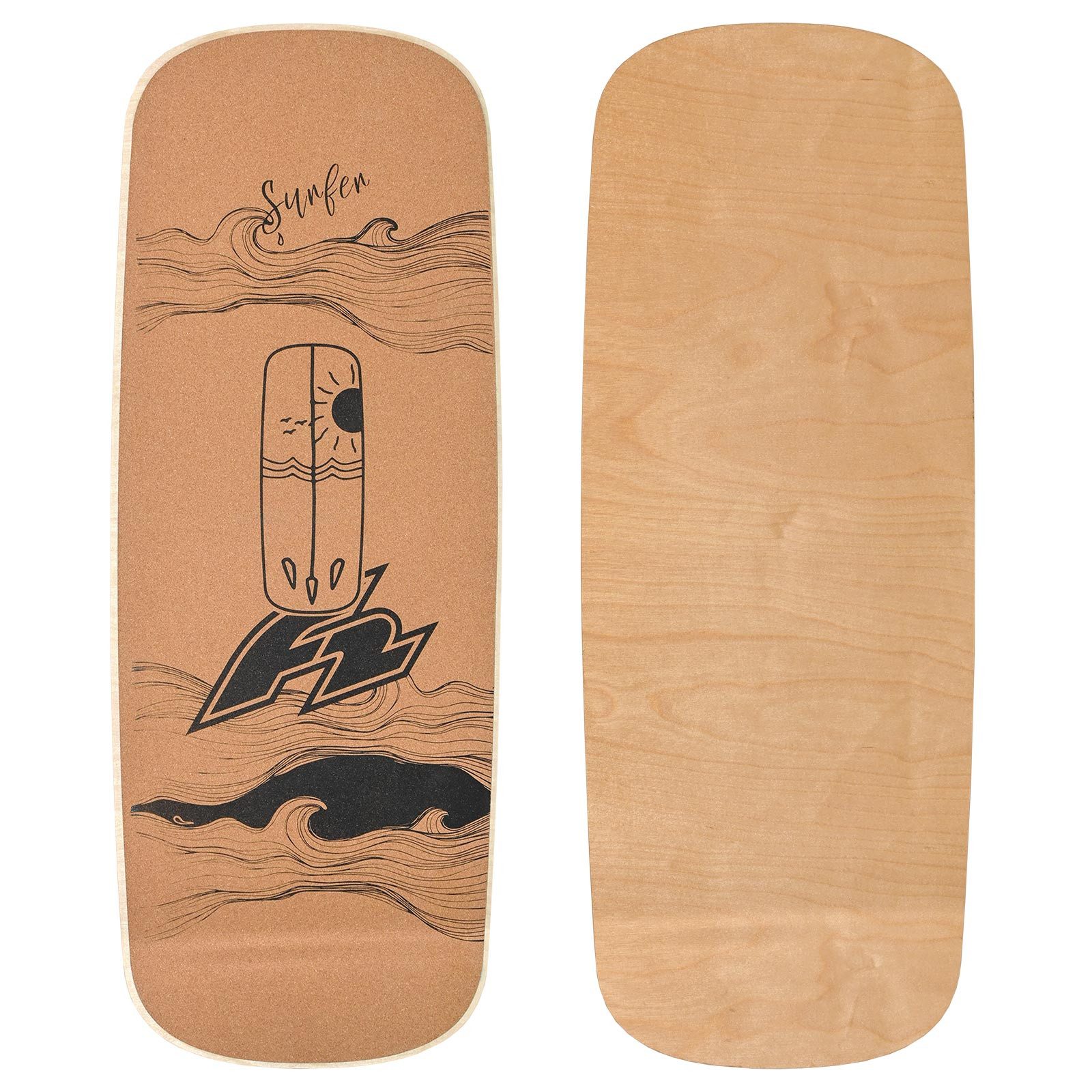 F2 Balanceboard F2 Kork Balance Board Pill 83x29cm mit Korkrolle