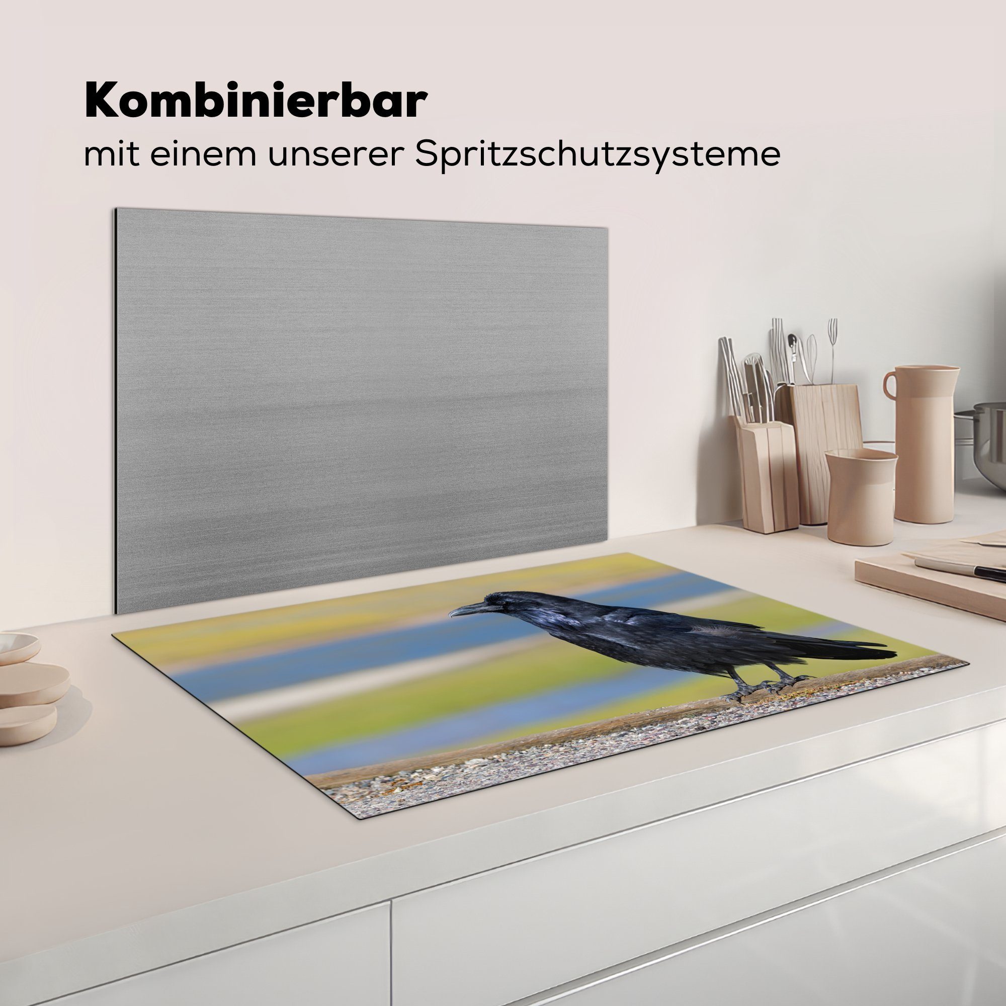 (1 Ceranfeldabdeckung Hintergrund, Ein Induktionskochfeld die mit Rabe Herdblende-/Abdeckplatte MuchoWow tlg), cm, küche, 81x52 natürlichem Vinyl, Schutz für