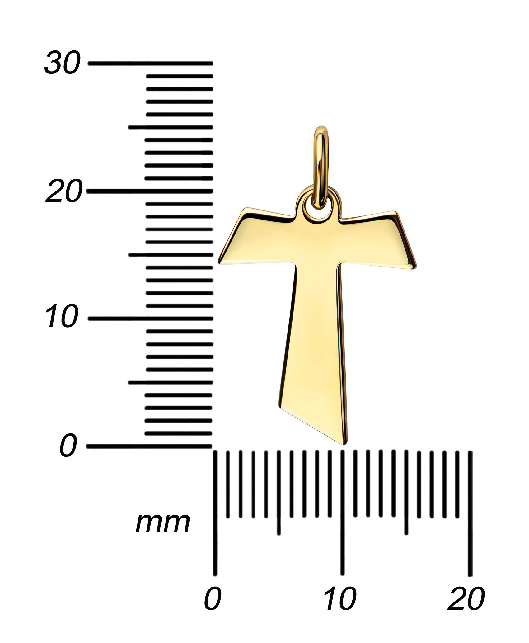 JEVELION Kreuzkette Antoniuskreuz - Germany Herren), Made vergoldet- cm. Damen 36 und wählbar Kette (Goldkreuz, 70 Gold Mit - für 585 in Länge