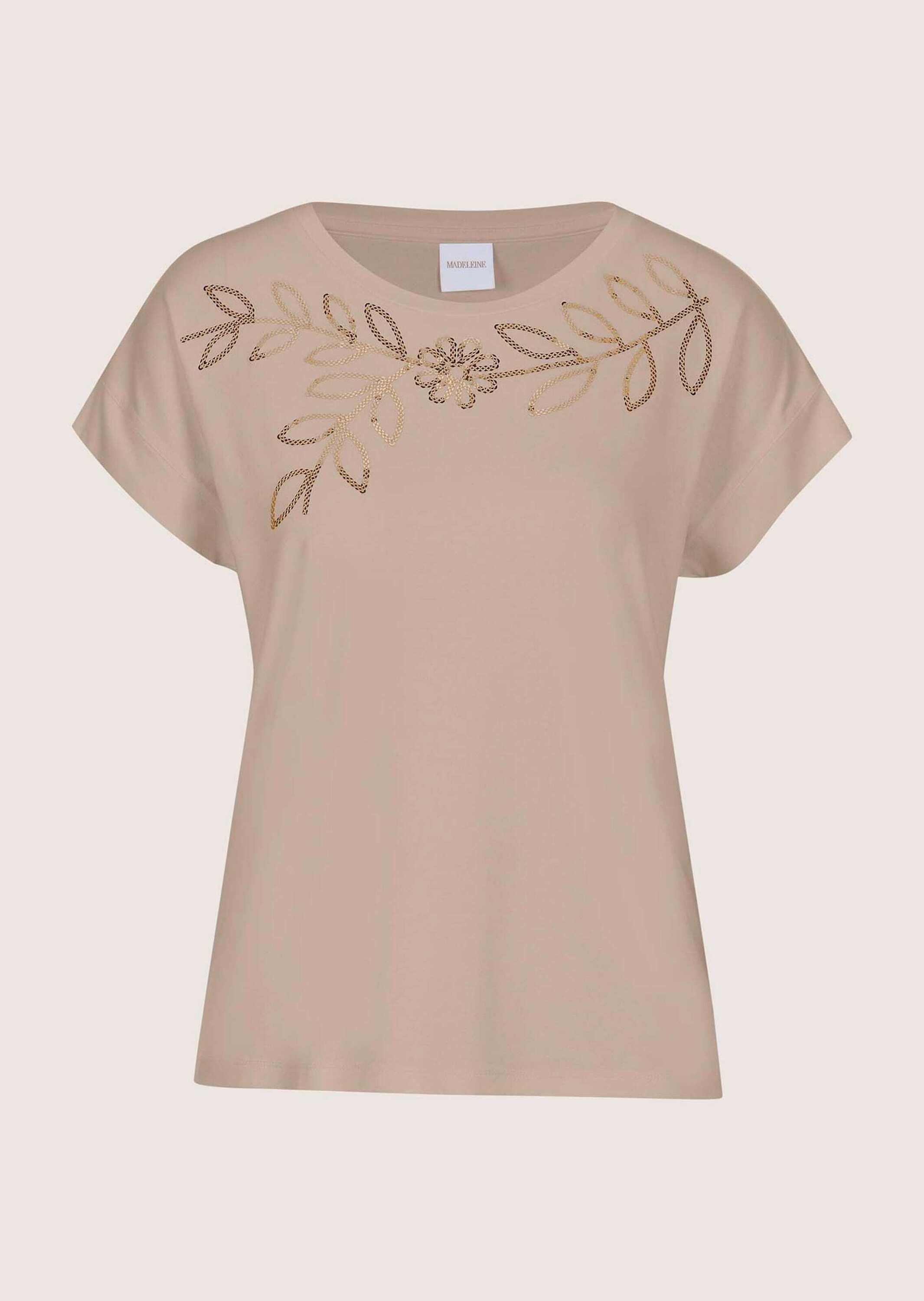 Kurzarmshirt Elegantes T-Shirt mit Glanzeffekten