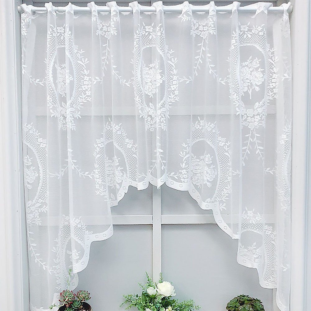 Scheibengardine 100*150 cm Scheiben gardine Weiß Kurzer Vorhang, CTGtree