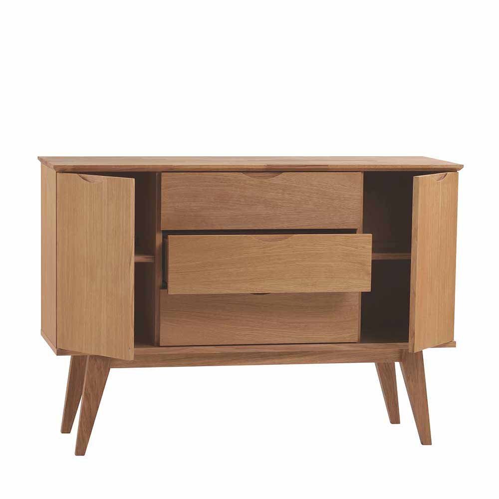 Pharao24 Sideboard Alliya, aus Massivholz, Holzkommode 2 türig,  Innenaufteilung: Mit Einlegeböden