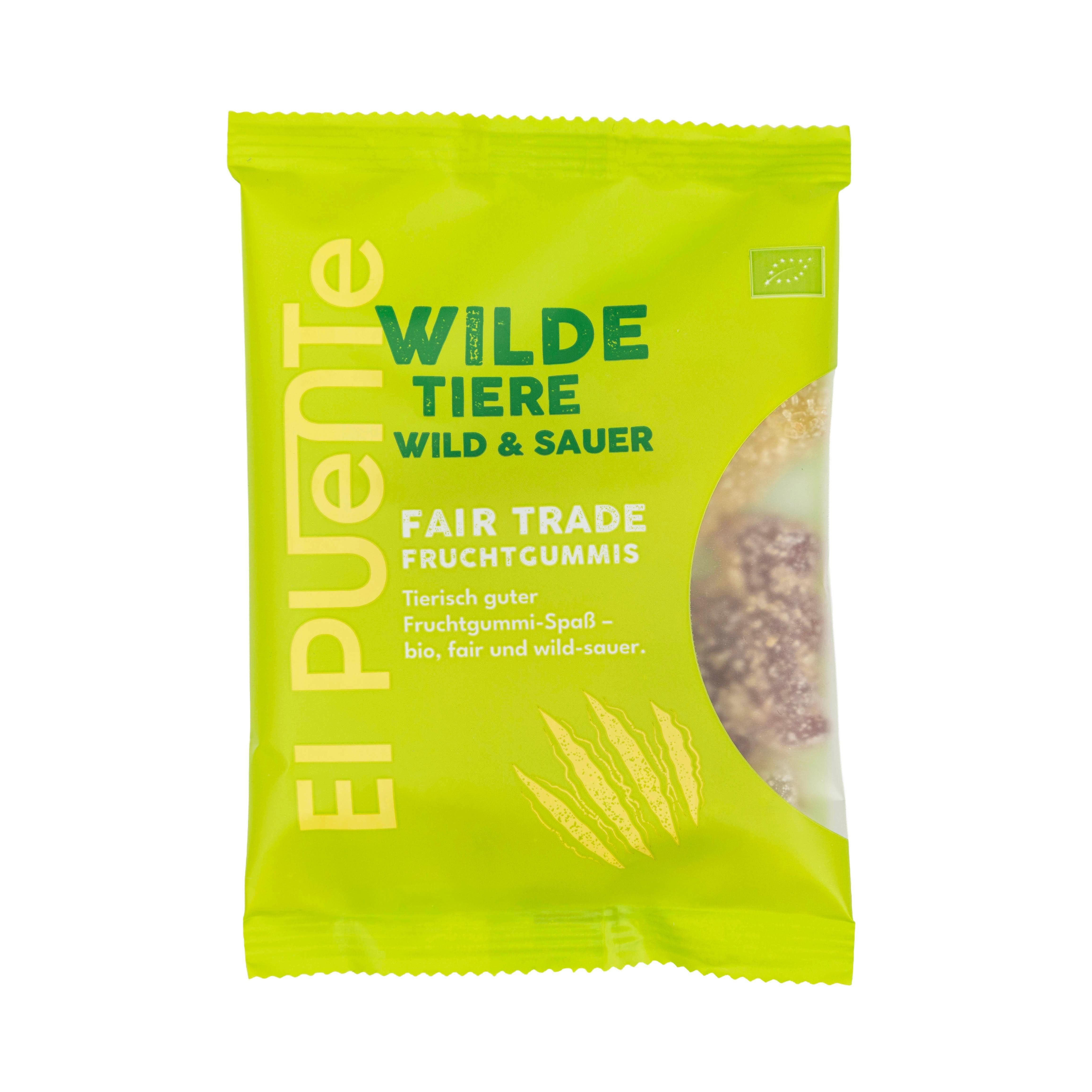 El Puente Knabberei Wilde Tiere wild & sauer - Bio-Fruchtgummi 25 g, Fair Trade, Bio, Fair Trade