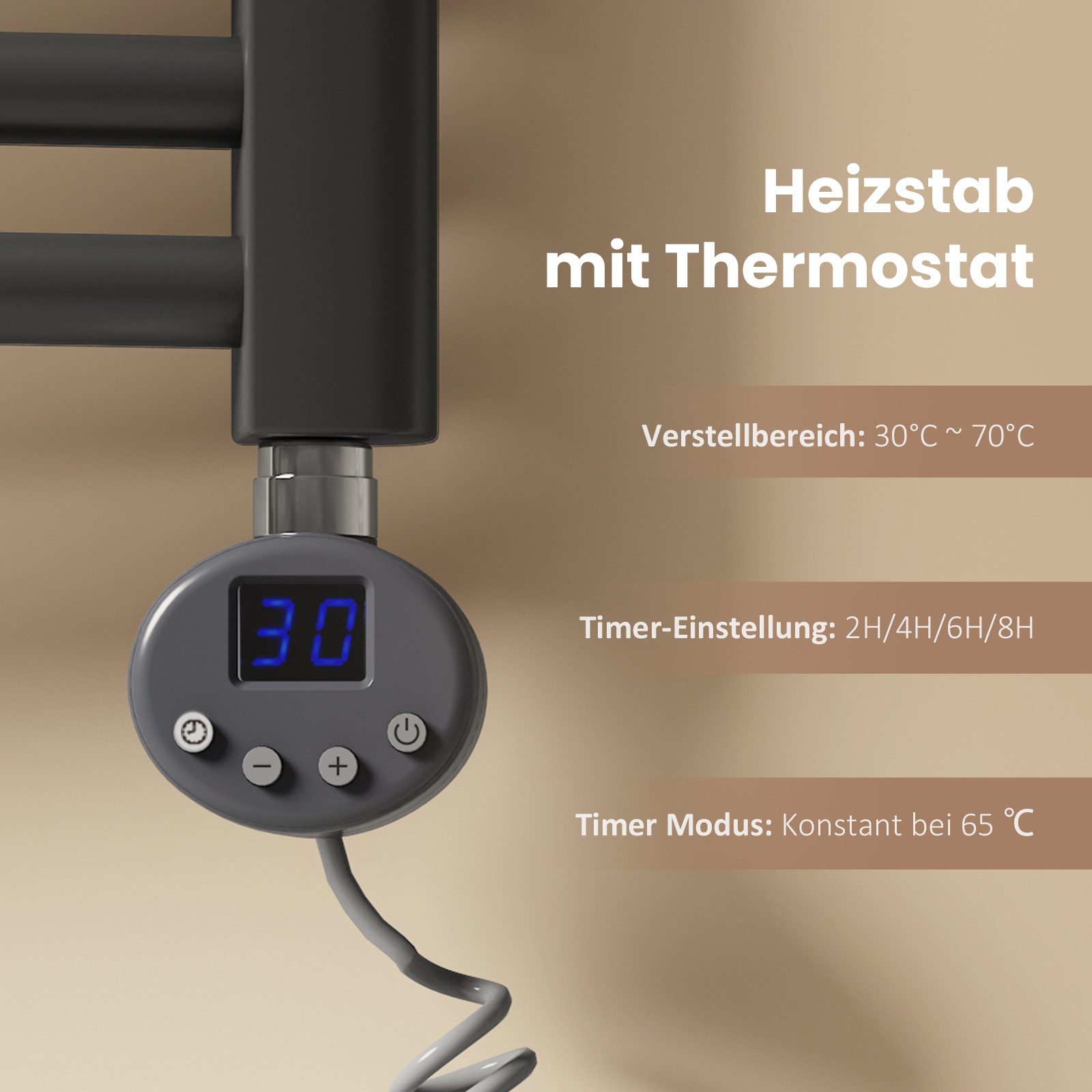 EMKE Elektrischer Badheizkörper mit Thermostat Höhe: 140cm, Breite:40/50/60 günstig online kaufen