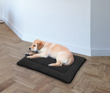 Spetebo Hundematte Plüsch Haustiermatte waschbar 60 x 40 cm, Polyester, anthrazit Hundebett mit rutschfester Unterseite