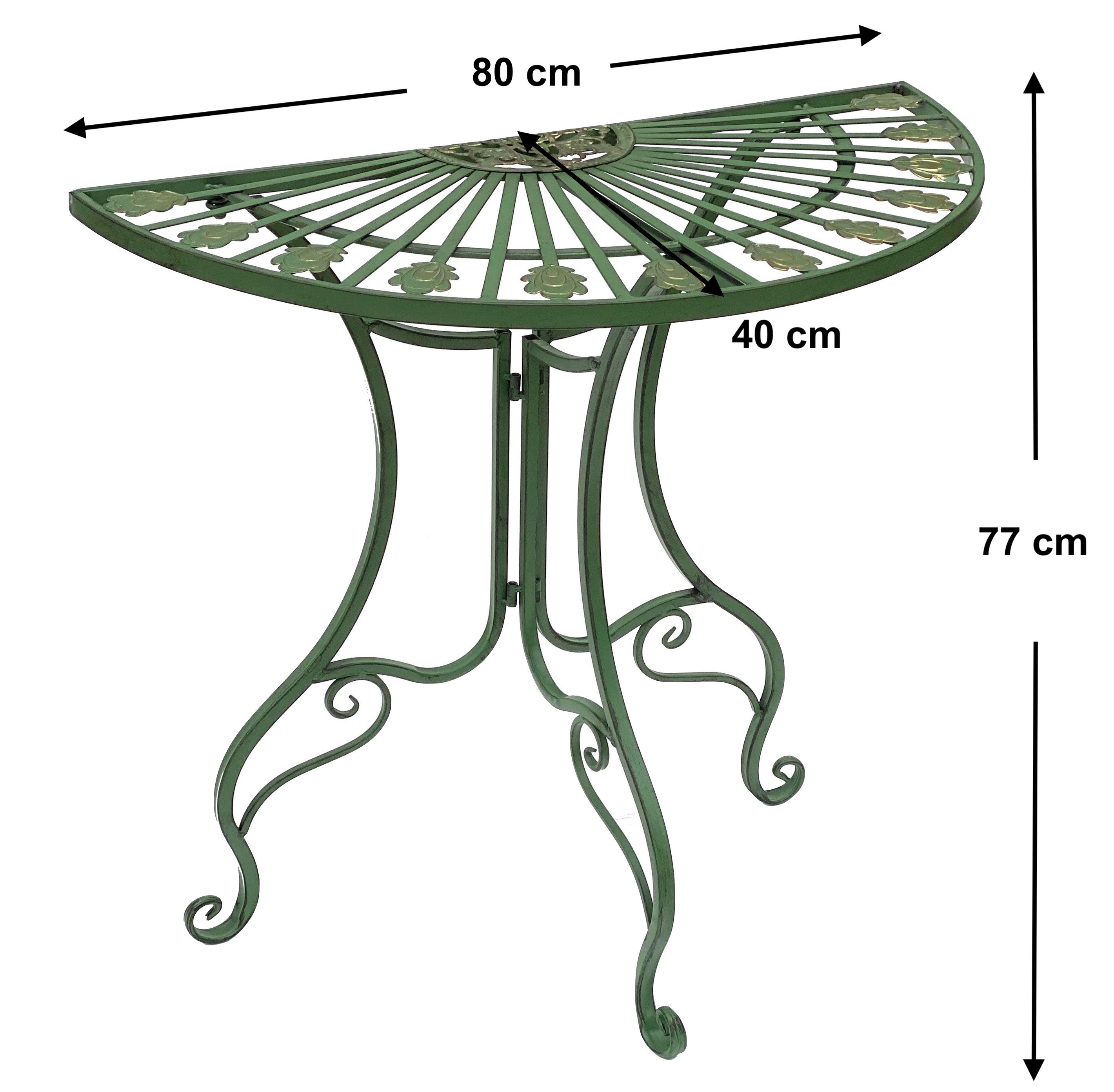 DanDiBo Konsolentisch Halbrund Wandtisch 93995 Beistelltisch Metall Tisch 80 cm Gartentisch, Halbtisch Halbrundtisch Wandkonsole Konsole Wand