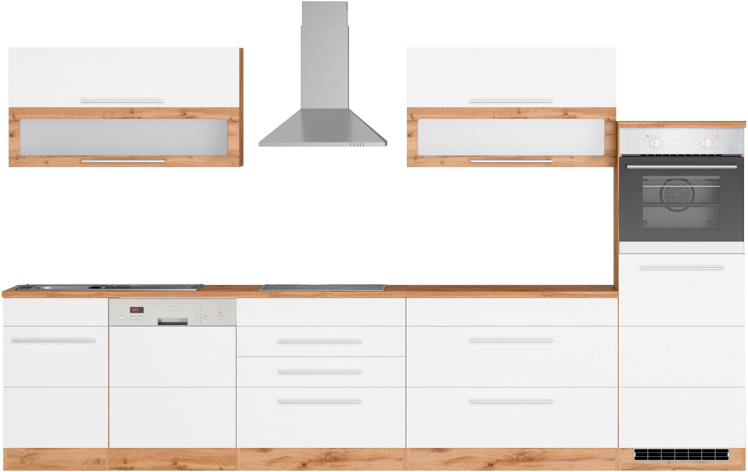 KOCHSTATION Küchenzeile KS-Wien, Breite 350 cm, wahlweise mit E-Geräten
