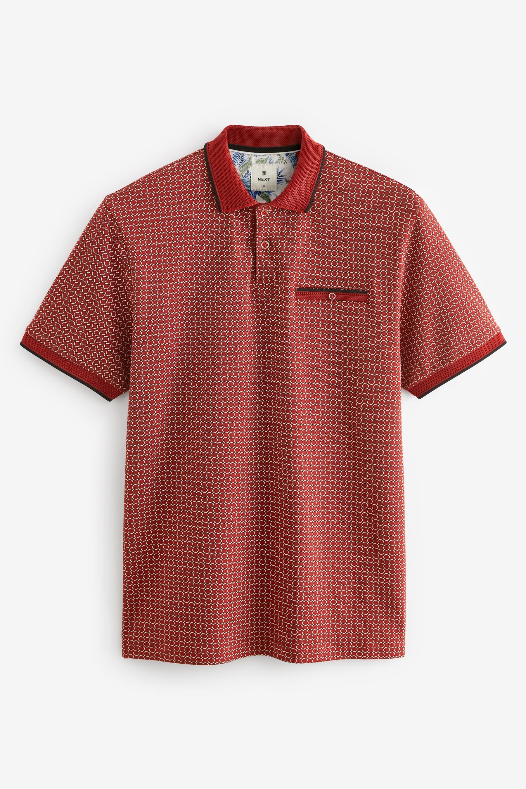 Next (1-tlg) Polo-Shirt mit Orange Geo Poloshirt Geoprint