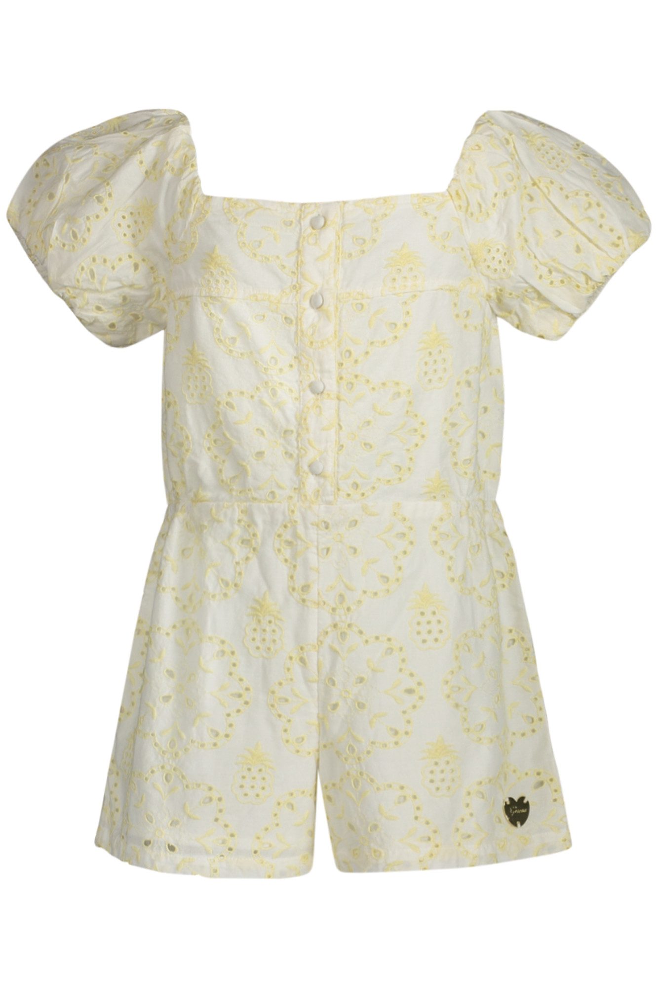 GUESS JEANS Partykleid Kurzes Gelbes Mädchenkleid mit U-Boot-Ausschnitt und Logo-Applikation