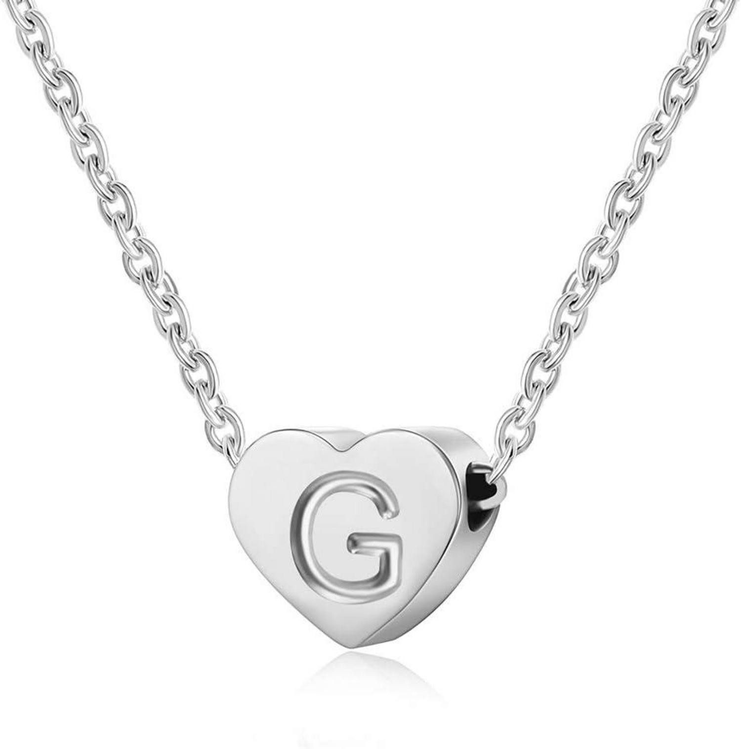 Kette und Anhänger Set Silber Damen Halskette mit Buchstabenherz Anhänger 18K vergoldet