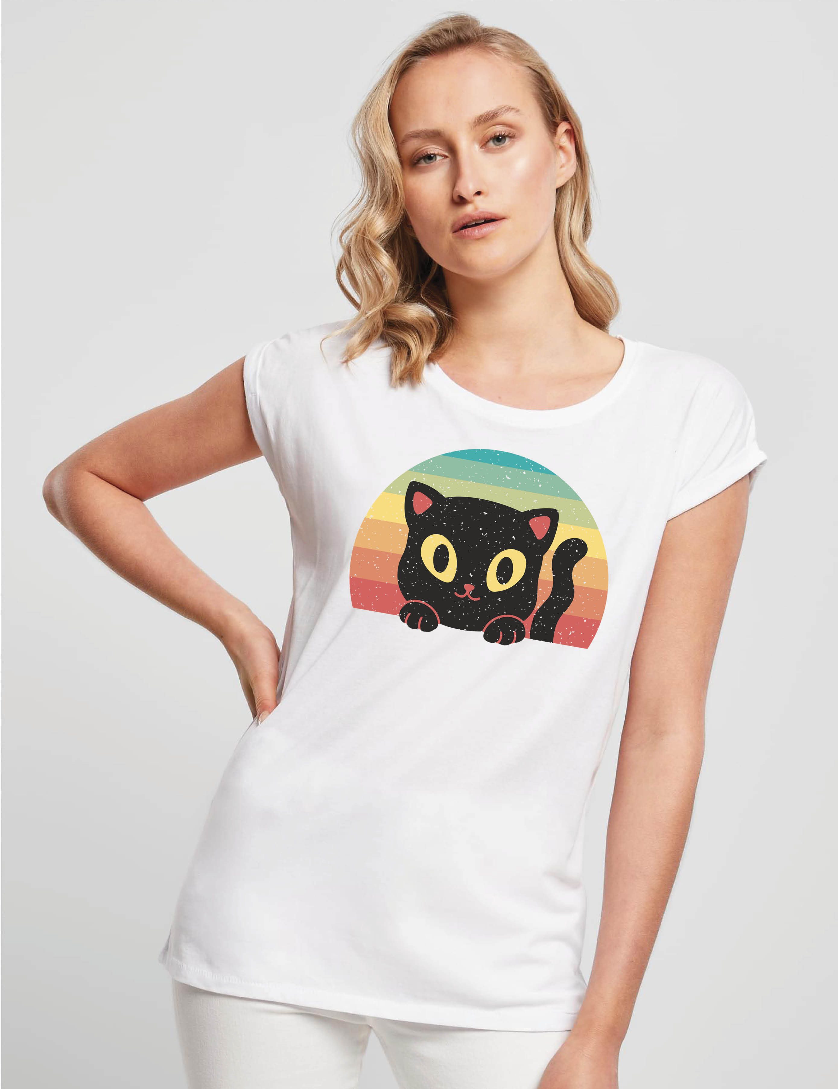 Youth Designz Print-Shirt "Retro Black Cat" günstig online kaufen