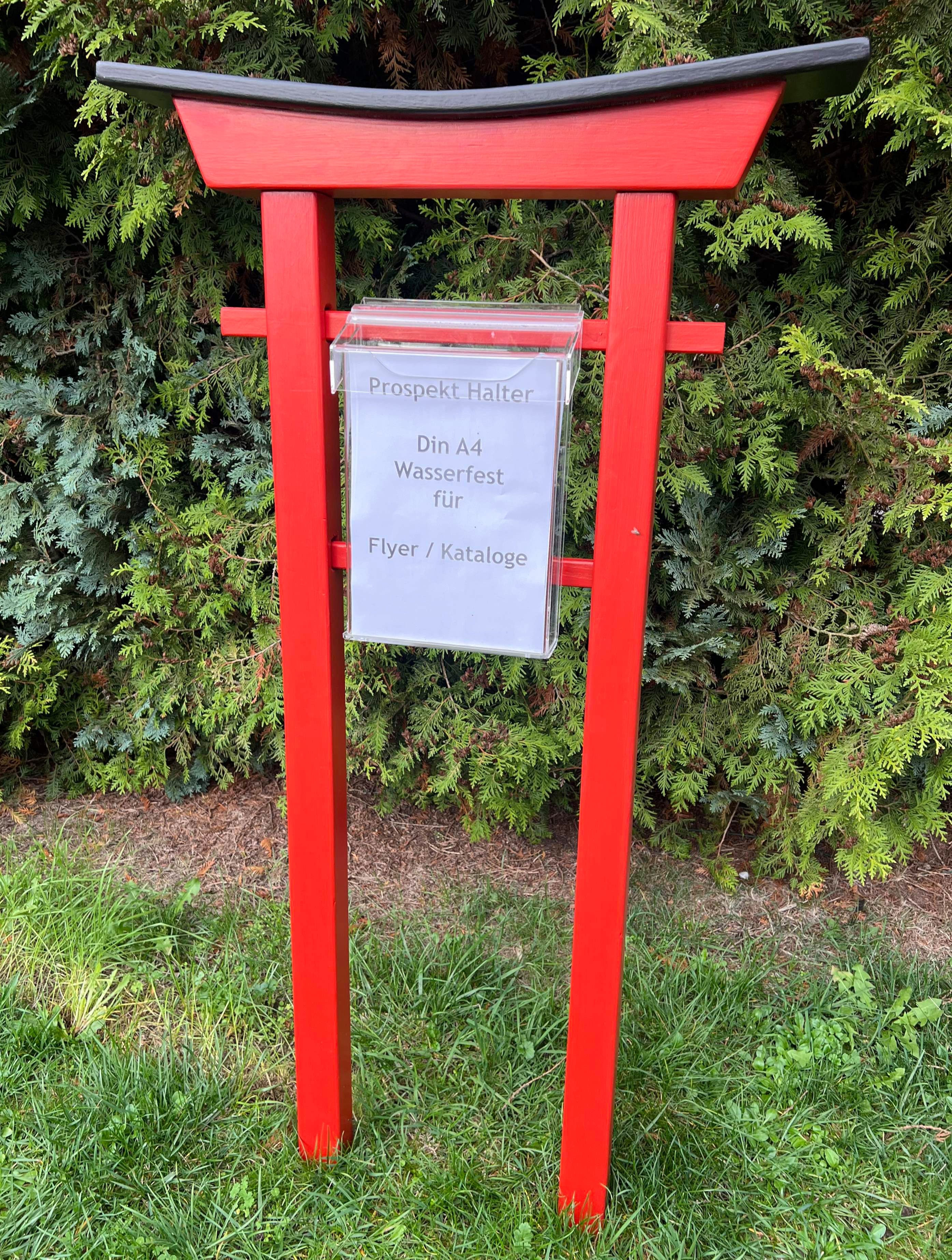 AAF Nommel Standbriefkasten Prospektständer im japanischen Torii-Design Wasserfest für A4 Flyer, Wasserfest für innen und außen