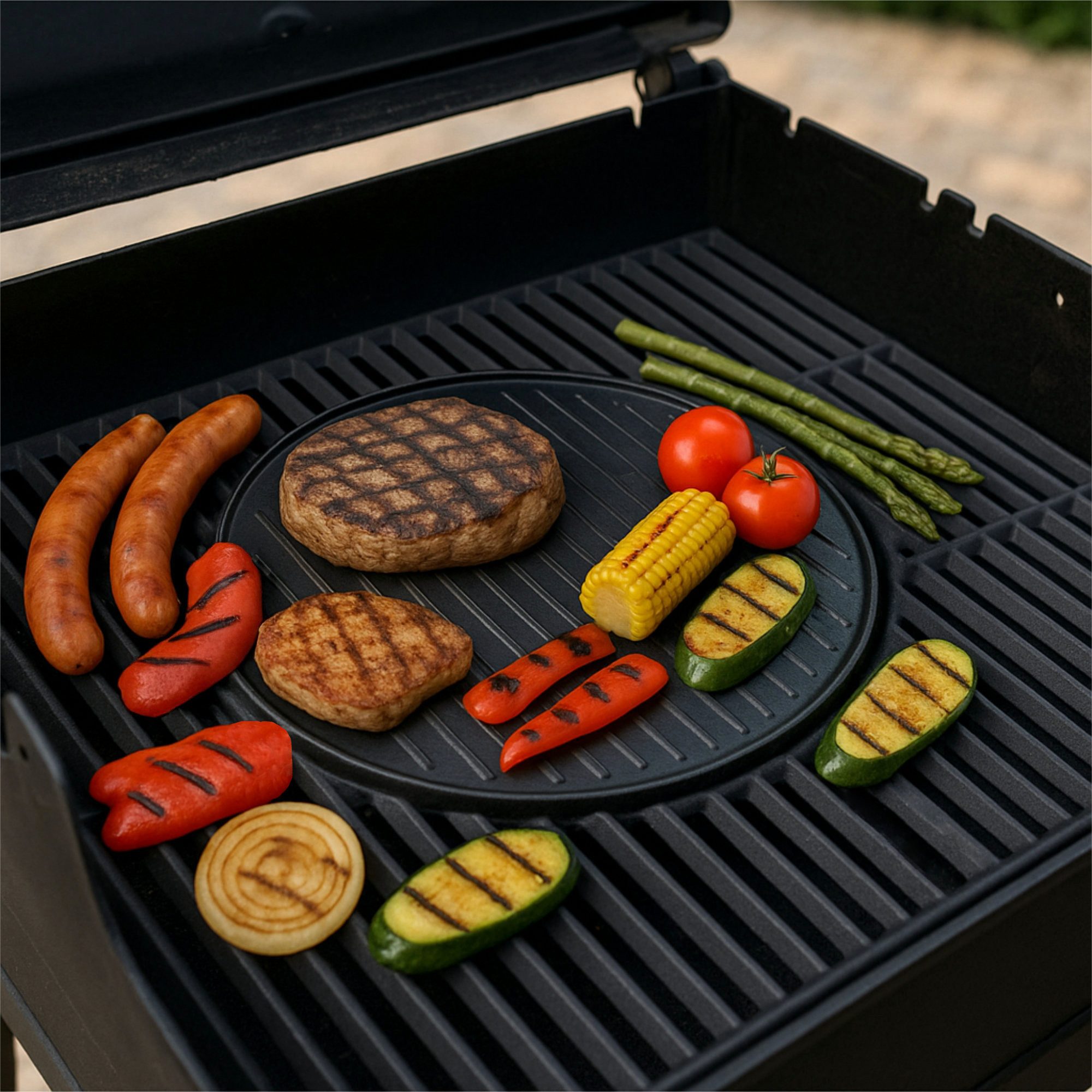 BBQ-Toro Grillplatte Gusseisen Grillplatte Ø 30 cm, Plancha Grillplatte für für Weber GBS, Kann direkt genutzt werden – Bild 2 von 5