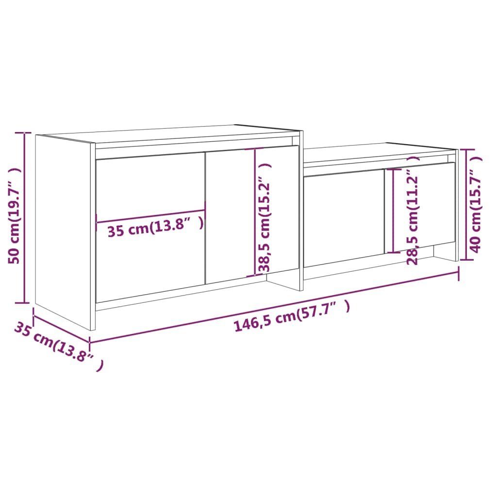 146,5x35x50 cm furnicato TV-Schrank Holzwerkstoff Hochglanz-Weiß