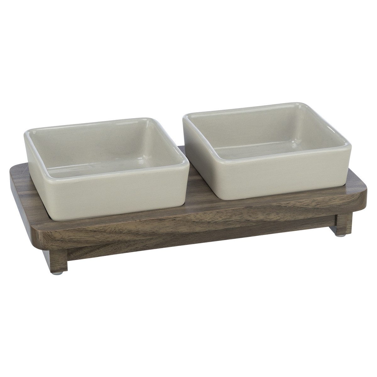 Napf-Set Napf-Set CityStyle aus Keramik/MDF grau/braun für Hunde