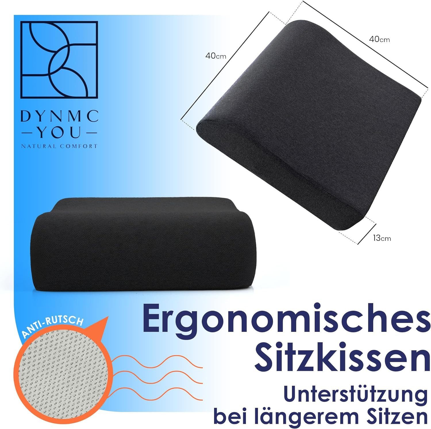 DYNMC you Sitzkissen Bequeme Sitzerhöhung Stuhl Erwachsene & Kind, Formstabiles, 13cm Sitzkissen für Stuhl, Auto, Büro, Aufstehhilfe