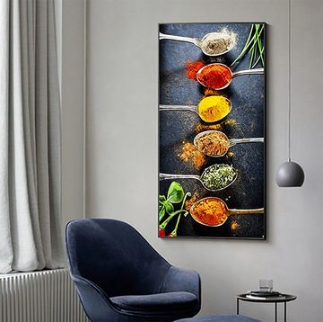 TPFLiving Kunstdruck (OHNE RAHMEN) Poster - Leinwand - Wandbild, Gewürze und Kräuter - (Verschiedene Motive für Küche und Restaurant), Farben: Rot, Gelb, Orange, Grün, Beige, Grau - Größe: 20x40cm