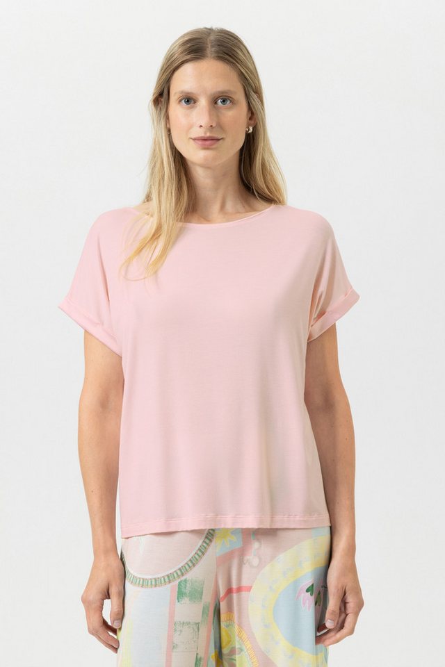Mey Pyjamaoberteil Mey Damen T-Shirt Serie Pure Chic Uni Shirt (1-tlg) Pyjamashirt mit Satin-Details, weiches Modal, hautfreundlich