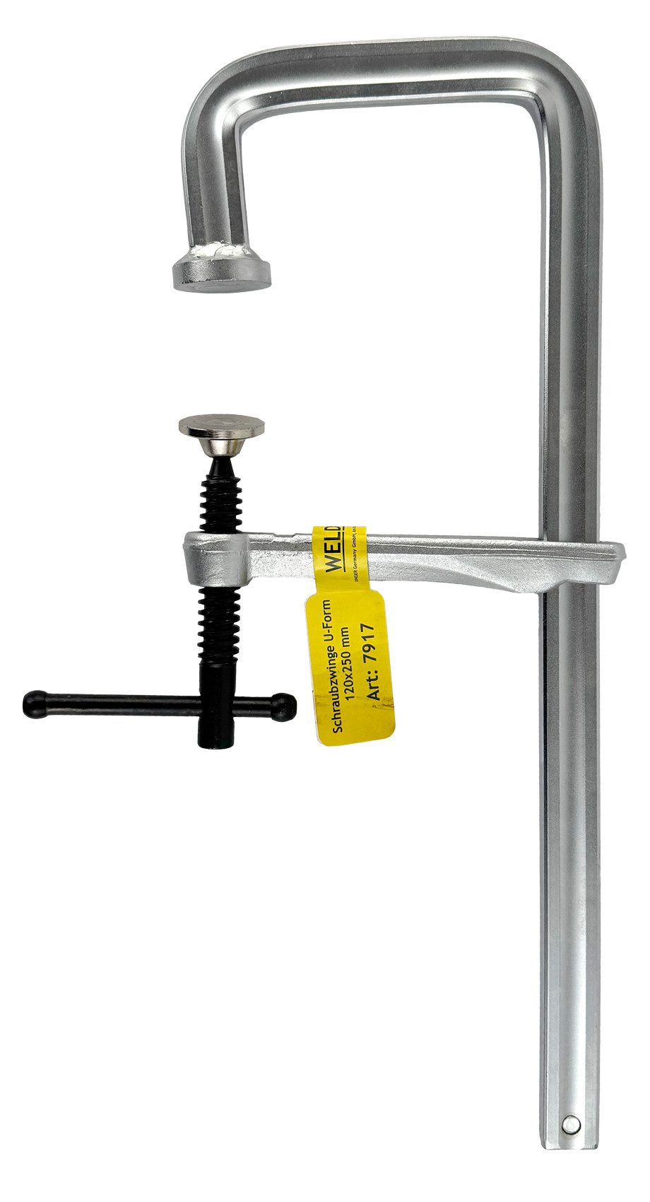 WELDINGER Schraubzwinge Ganzstahl-Schraubzwinge U-Form 120x250 mm für T- und Doppel-T-Profile, (1 St), U-Form 120x250 mm