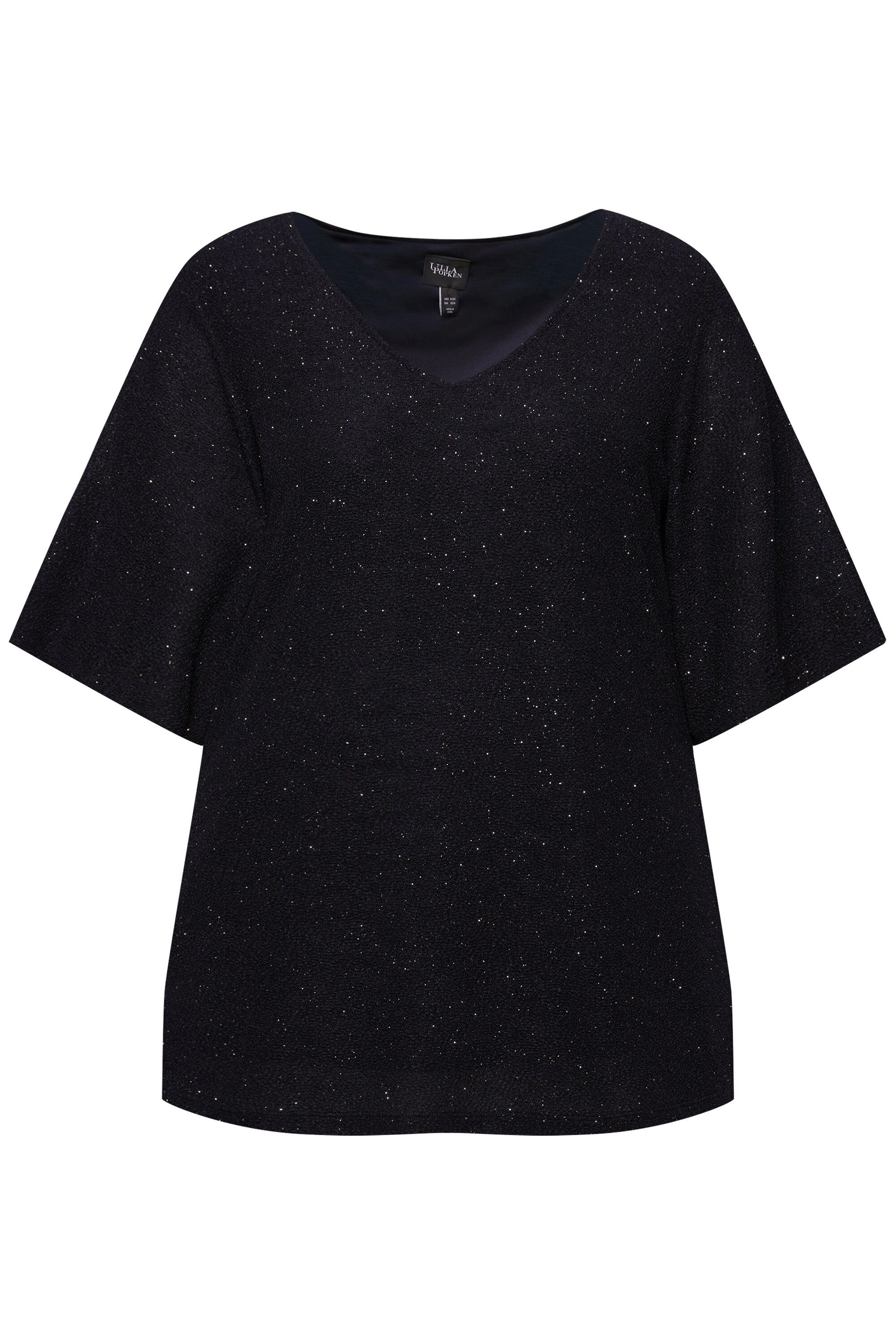 Ulla Popken T-Shirt Shirt A-Linie Glanz-Effekt Halbarm gefüttert günstig online kaufen