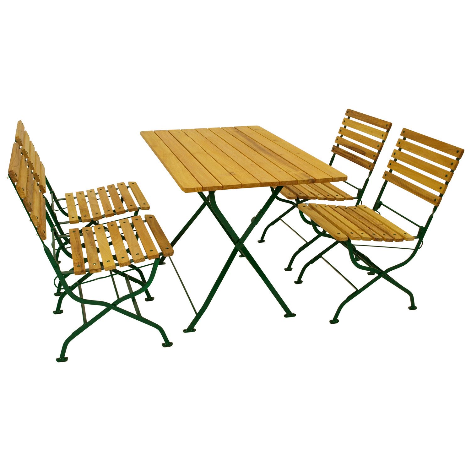 TPFGarden Sitzgruppe HOBART-LIGHT, (Gartenessgruppe - Garten Garnitur 5-teilig - Flachstahl Robinienholz, 5-tlg., Gartenmöbel Set - Gestell verzinkt dunkelgrün), (4x Stuhl, 1x Tisch 70x110cm rechteckig)