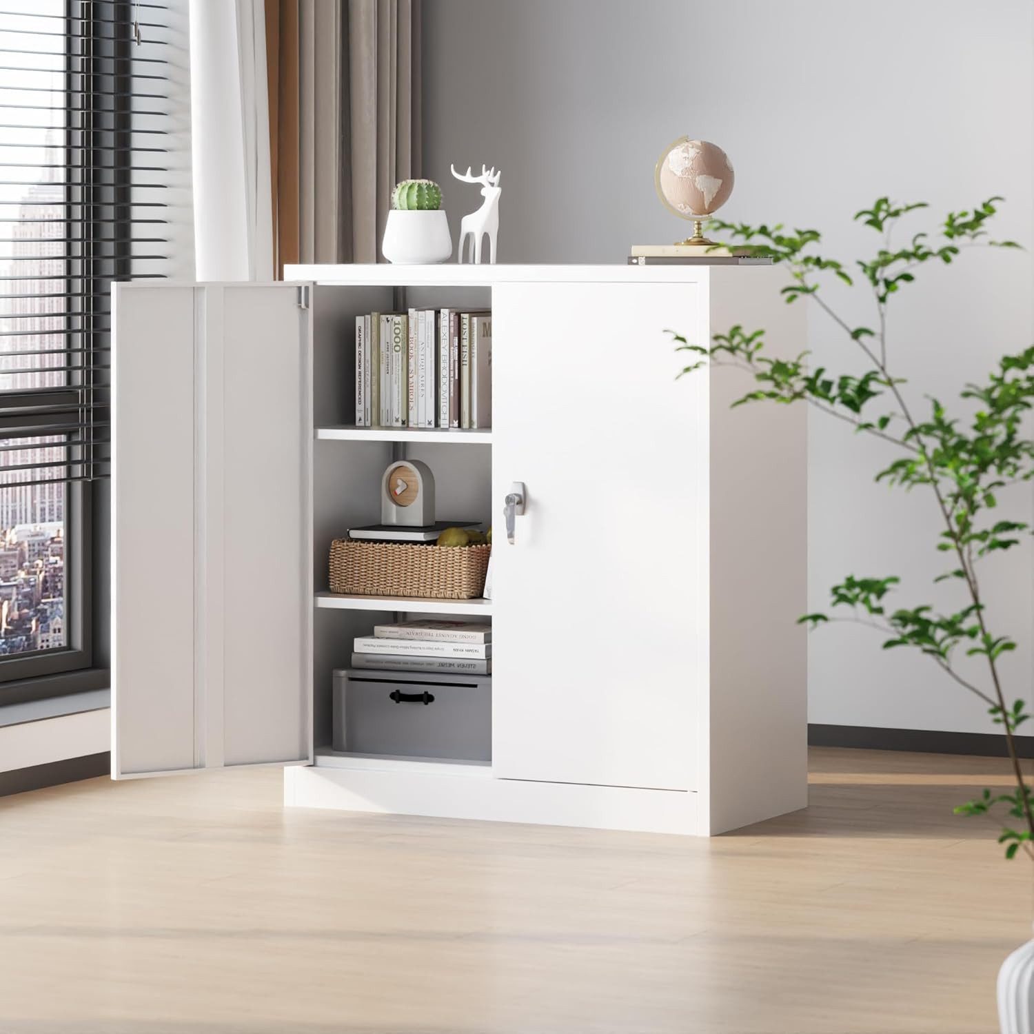 AOBABO Aktenschrank hoher Metallschrank mit 2 günstig online kaufen