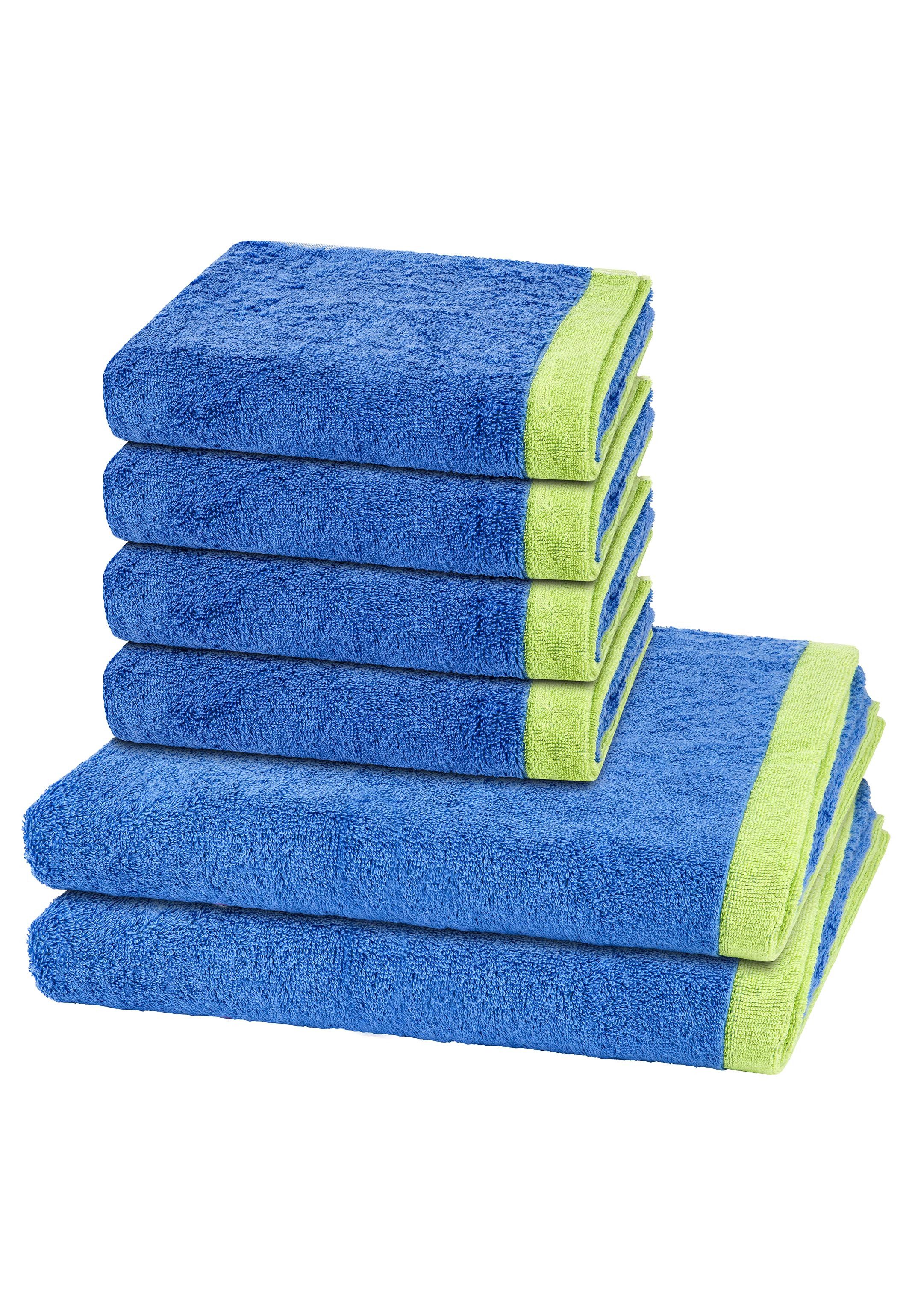 Cawö Handtuch Set Lifestyle Splash, Walkfrottee (Spar-Set, 6-St), 4 X Handtuch 2 X Duschtuch im Set - Baumwolle - Saugstark