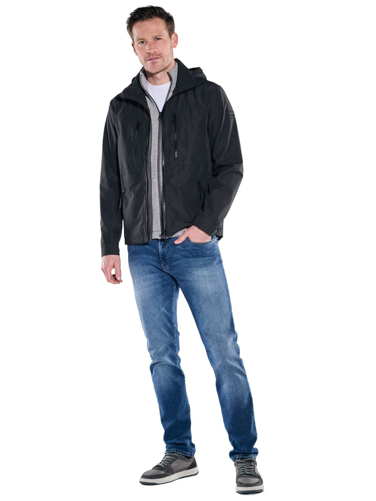 Engbers Kurzjacke Herren Funktionsjacke mit abnehmbarer Kapuze, Schwarz