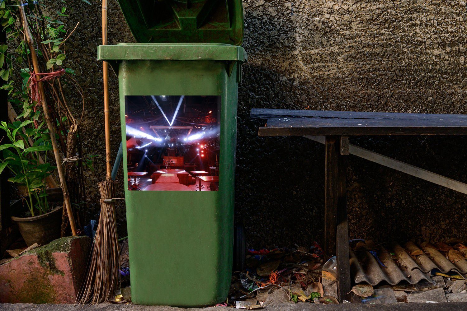 MuchoWow Disco Container, Sticker, St), Abfalbehälter Mülleimer-aufkleber, Eine Wandsticker leere Mülltonne, (1