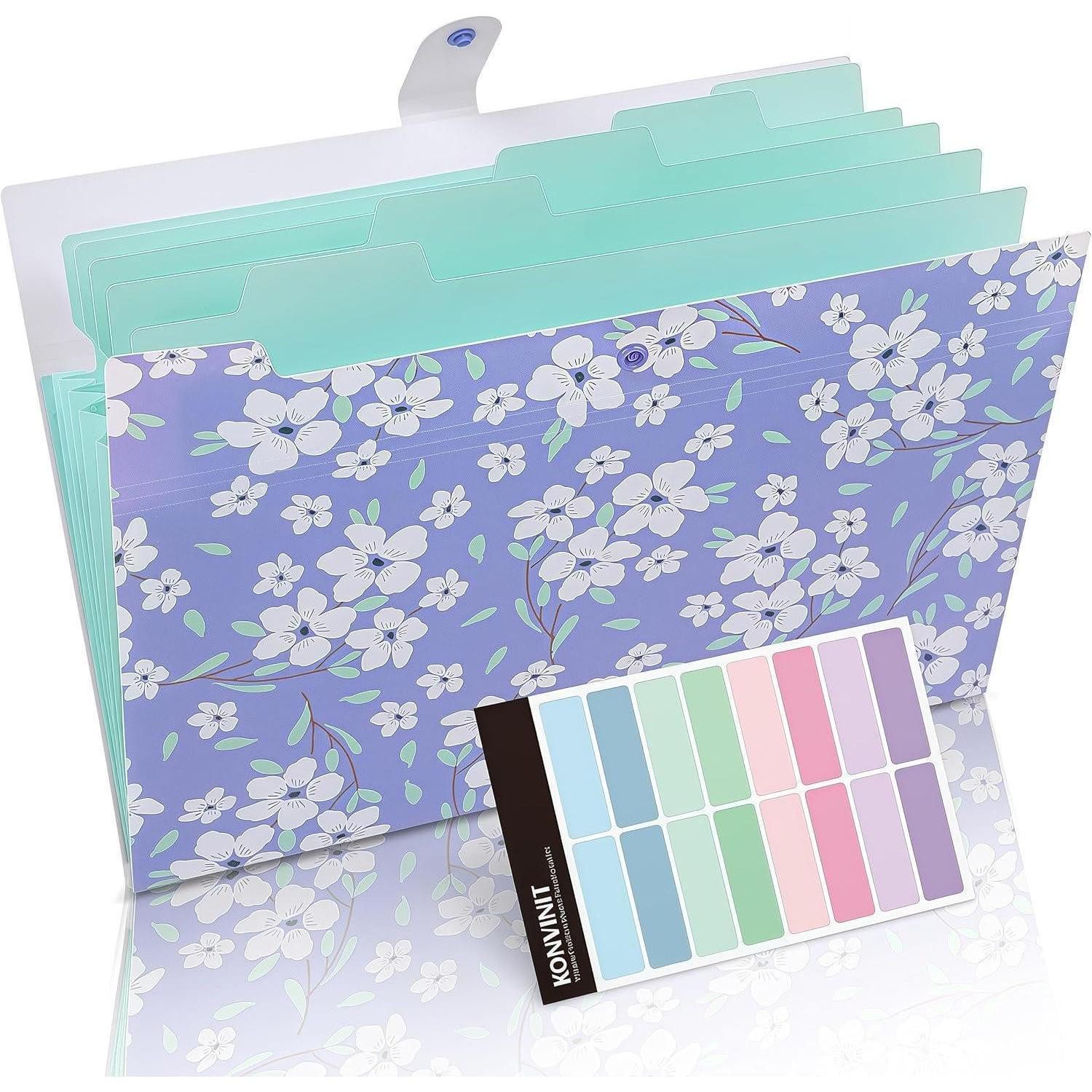 Fächermappe Dokumentenmappe A4 Floral Organizer Folder mit Fächern und Schnalle