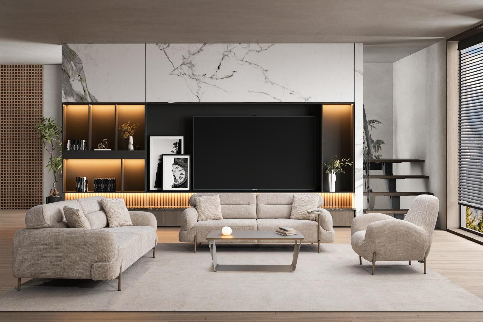 Nobelaa Sofa Sitzgruppe/Sofa Set - Wohnzimmergarnitur "Irisia" 3+3+1