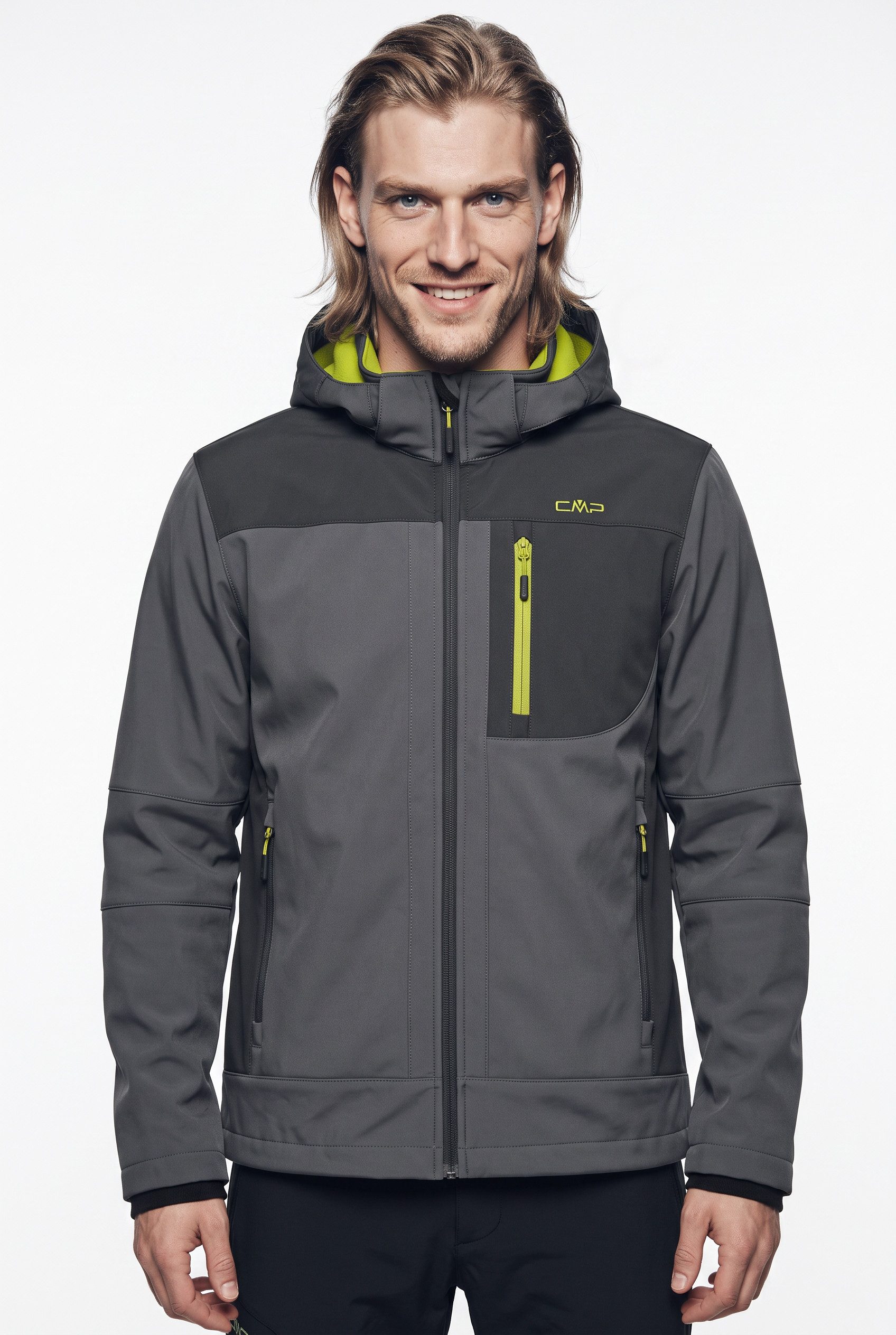 CMP Softshelljacke MAN JACKET ZIP HOOD mit Eingrifftaschen und Brusttasche, windabweisend, atmungsaktiv