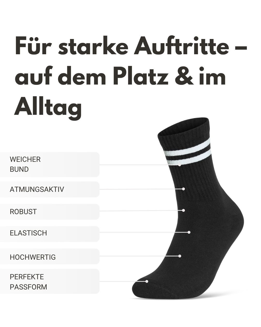 sockenkauf24 Tennissocken Damen Sportsocken Premium Retro Crew Socken mit Komfortbund (6-Paar) verstärkte Ferse & Fußspitze, gepolsterte Sohle, gekämmte Baumwolle
