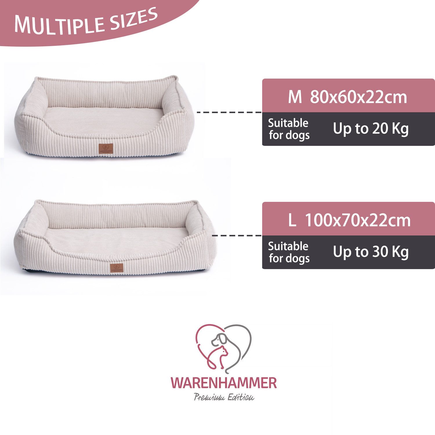 Warenhammer Hundekorb Orthopädisches Premium Hundebett, flauschig günstig online kaufen
