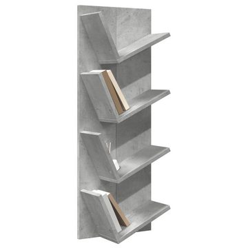 vidaXL Regal Wand-Bücherregal mit 4 Fächern Betongrau 33x16x90 cm, 1-tlg.