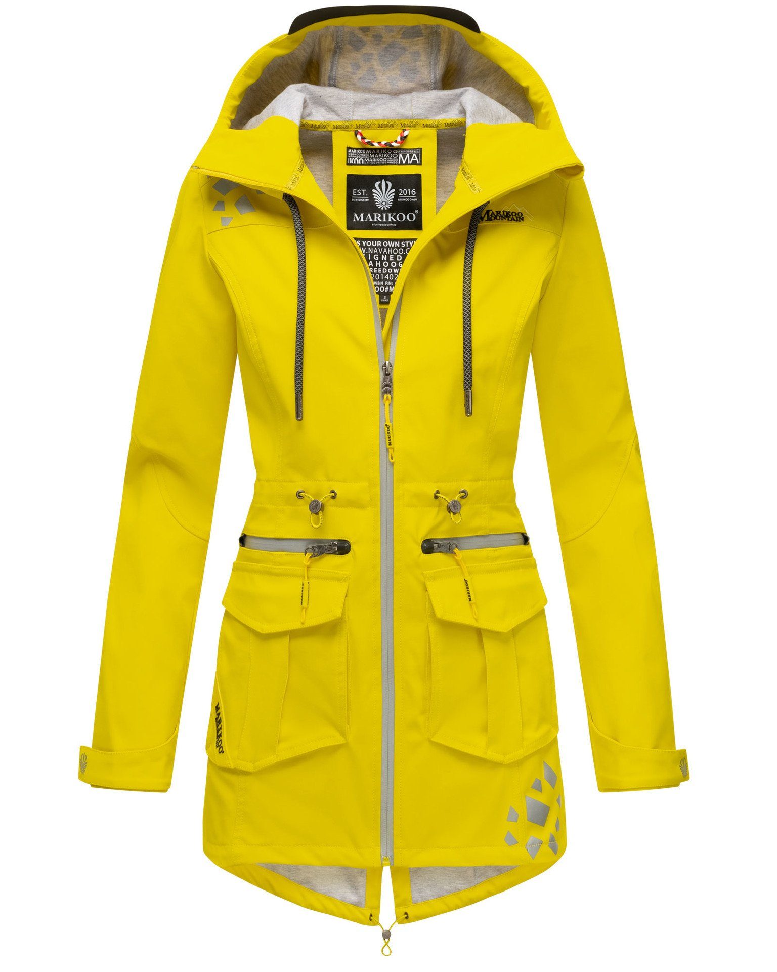 Marikoo Softshelljacke Damen Softshell Jacke "Ulissaa" aus wasserabweisendem Obermaterial gelb