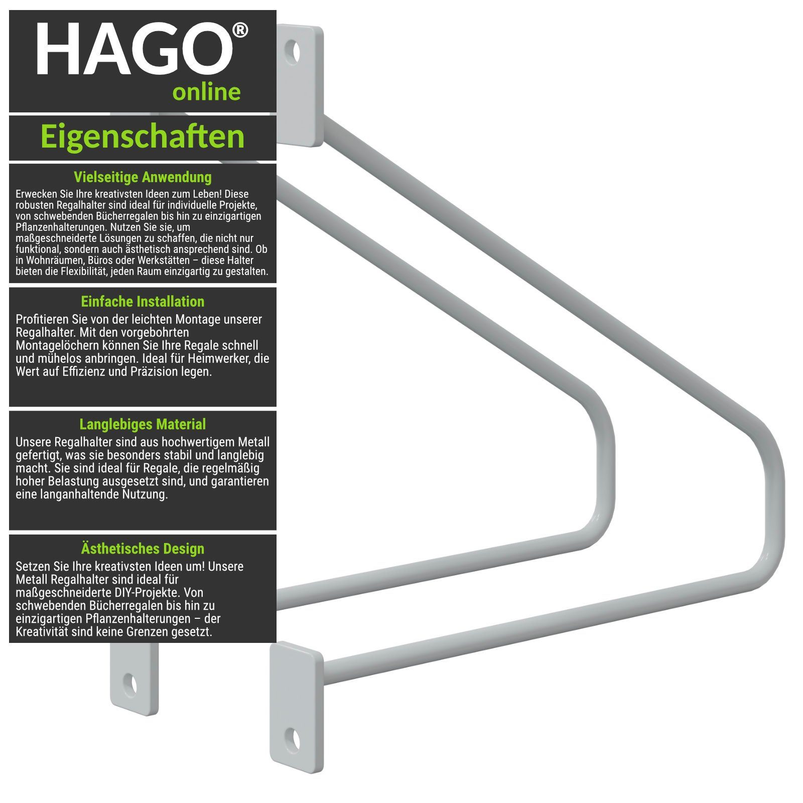 HAGO Wandregalhalter DIY 2er Set Wandregalhalter günstig online kaufen