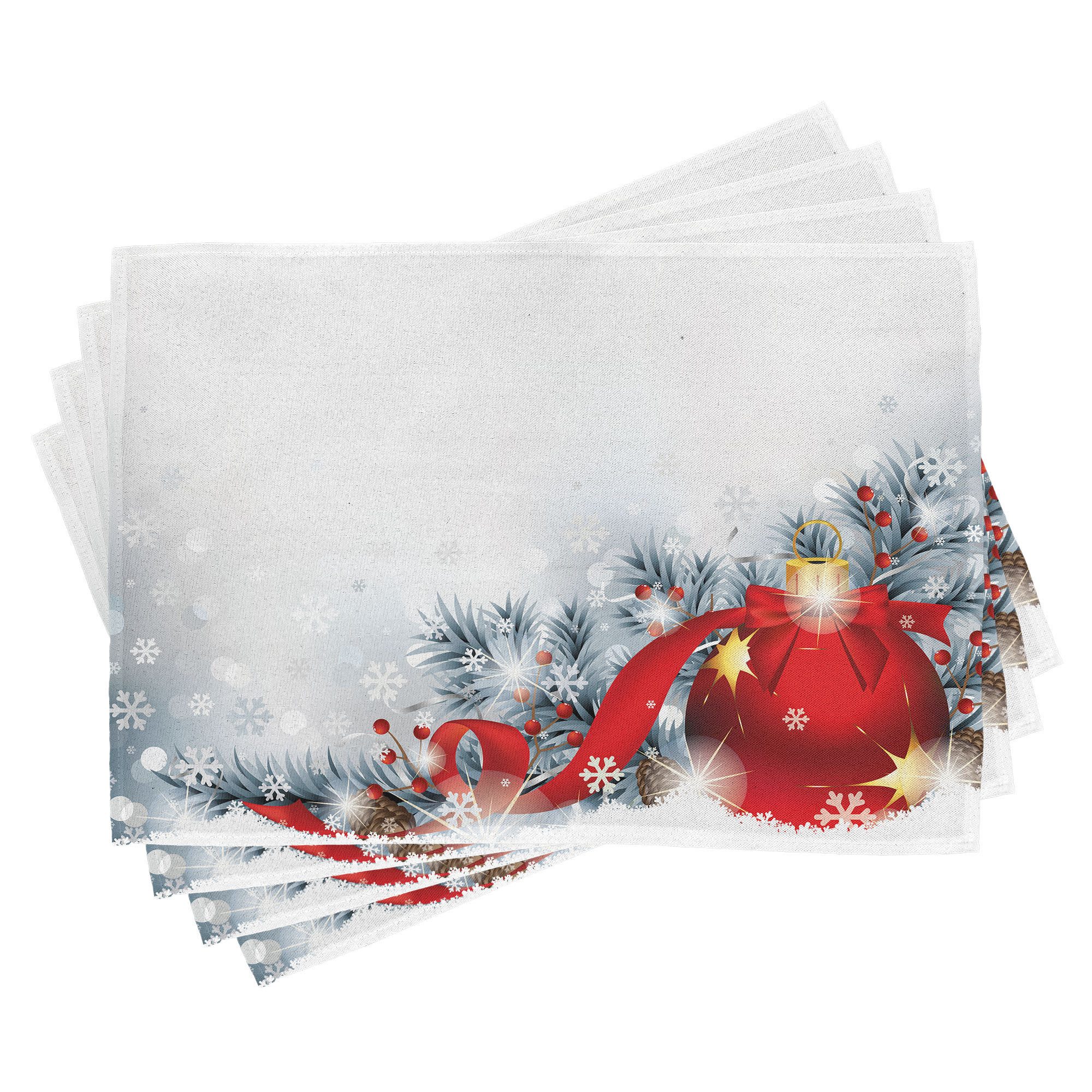 Abakuhaus Platzset Waschbare Stoff Esszimmer Küche Tischdekorations Digitaldruck, (4-teilig, 4-St., Set aus 4x), Weihnachten Schneekugeln