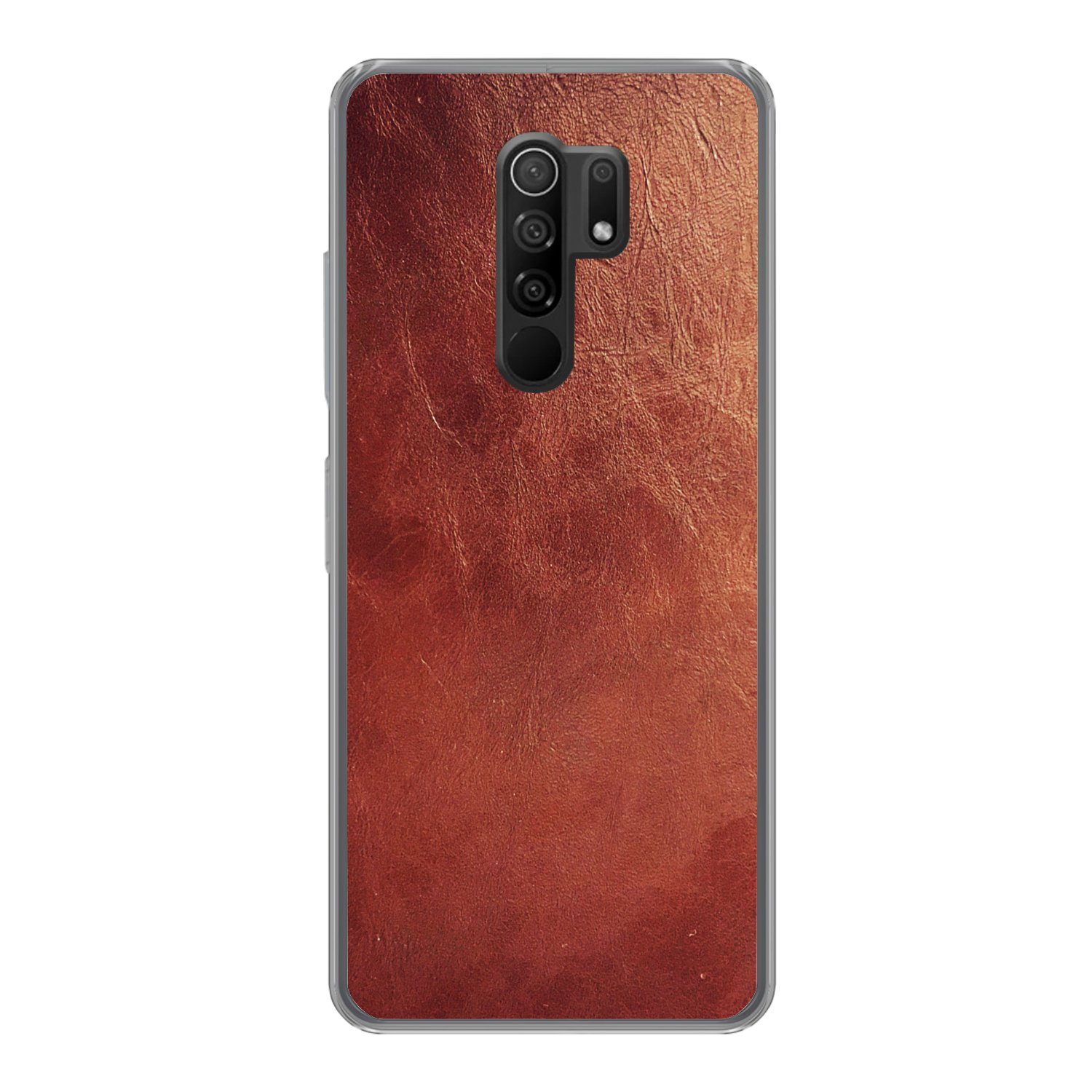 MuchoWow Handyhülle Leder - Lederoptik - Braun - Hell, Phone Case, Handyhülle Xiaomi Redmi 9, Silikon, Schutzhülle