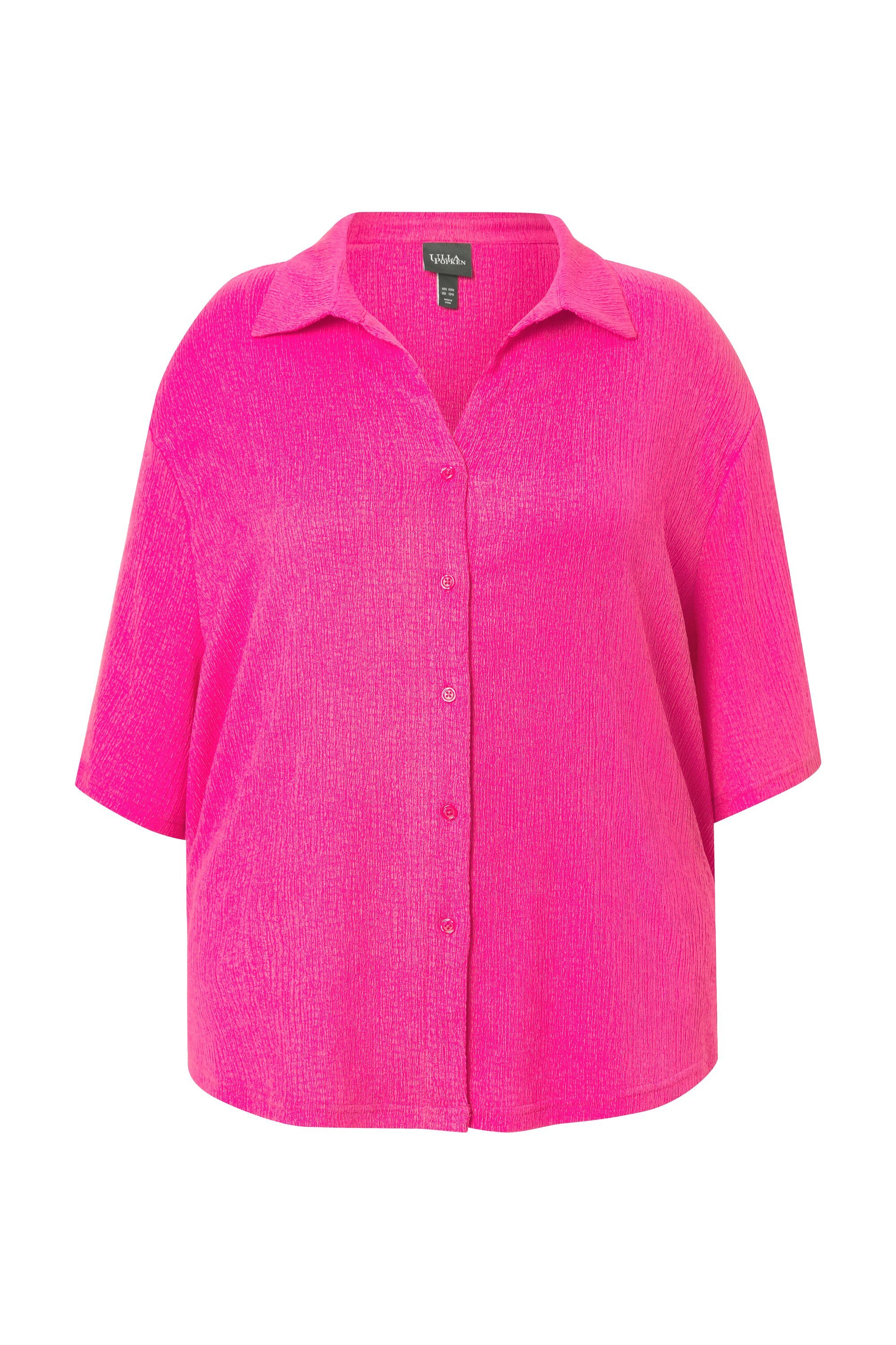 Ulla Popken Hemdbluse Bluse Struktur Hemdkragen günstig online kaufen
