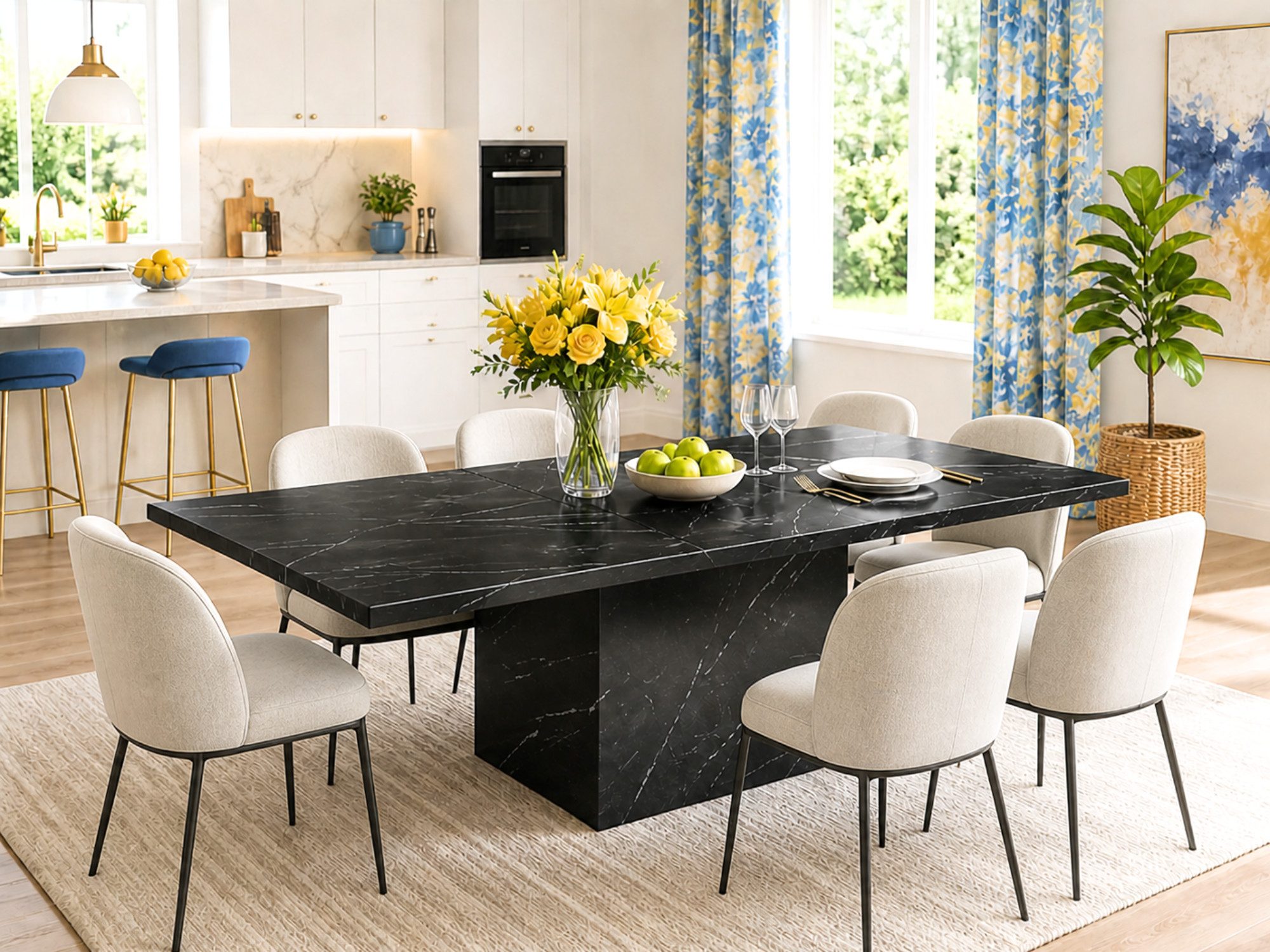 mukuhi Esstisch Esstisch 140x75x76 cm Marmoroptik modern 4-6 Personen