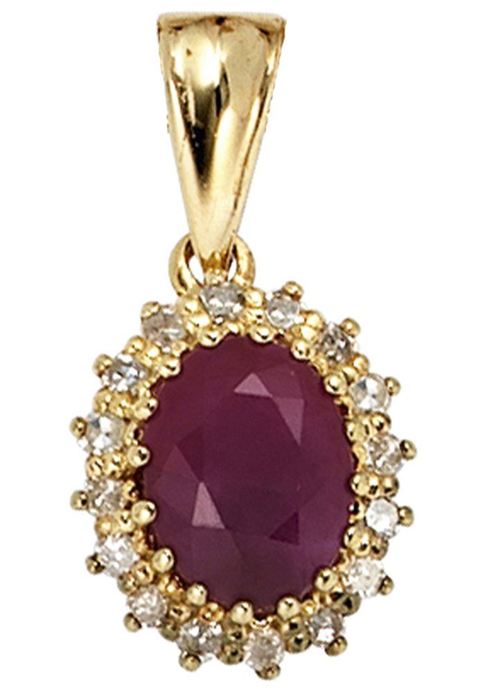 JOBO Kettenanhänger Anhänger mit rubin und 16 Diamanten, 585 Gold günstig online kaufen