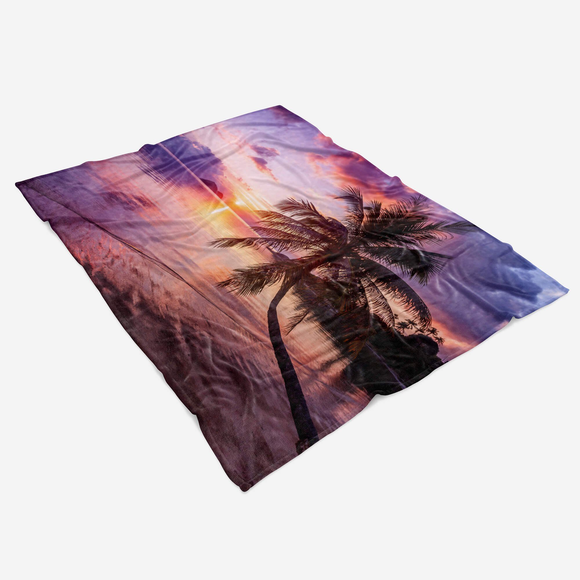 Sinus Art Handtücher Handtuch Traumstrand Fotomotiv Baumwolle-Polyester-Mix Handtuch Kuscheldecke (1-St), Strandhandtuch mit Palmen, Saunatuch