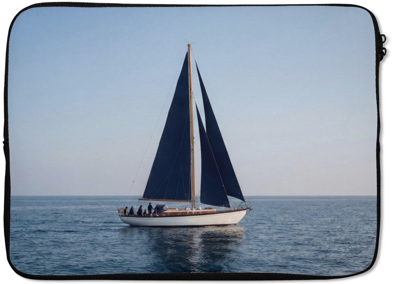 MuchoWow Laptop-Hülle Segelboot - Meer - Blau 14 Zoll, Schutzhülle für Laptop, Schutz gegen Kratzern, Laptoptasche
