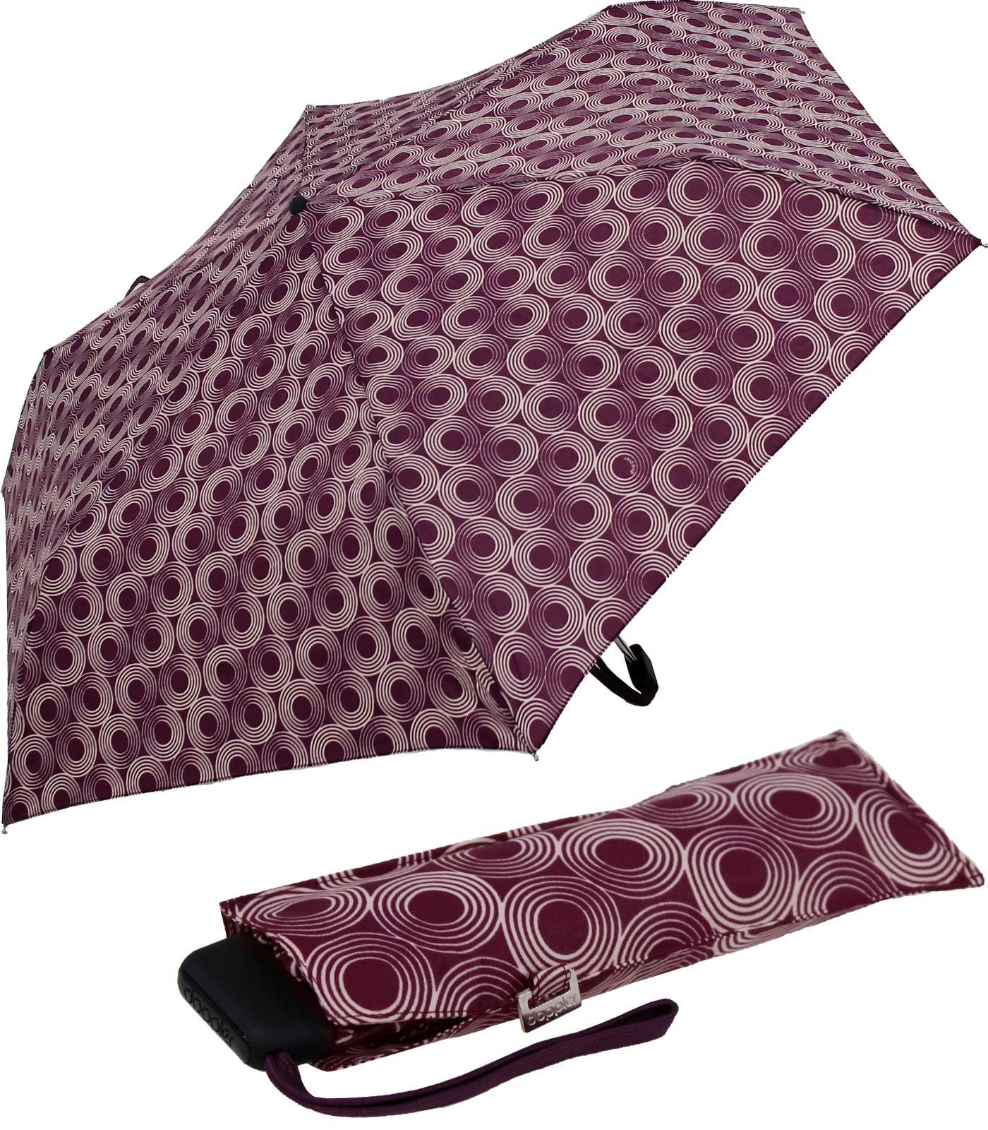 doppler® Taschenregenschirm ein leichter und flacher Schirm für jede Tasche, dieser treue Begleiter findet überall Platz bordeaux