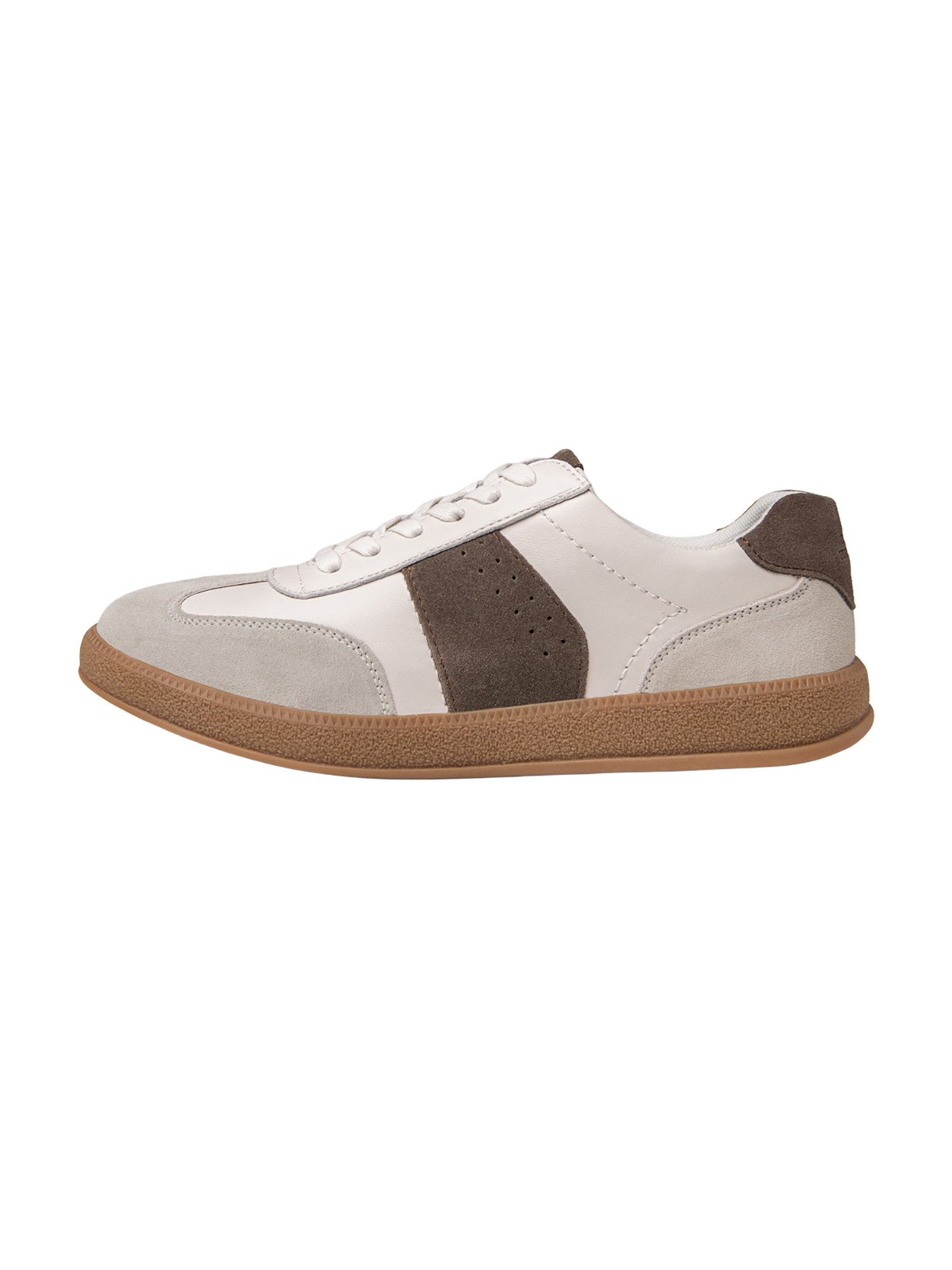 OMBRE Herren Sneakers aus Leder mit sportlichem Design White/coffee 42 Sneaker (kein Set) in Unifarbe