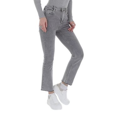 Ital-Design 7/8-Jeans Damen Freizeit Used-Look Stretch Bootcut Jeans in Grau